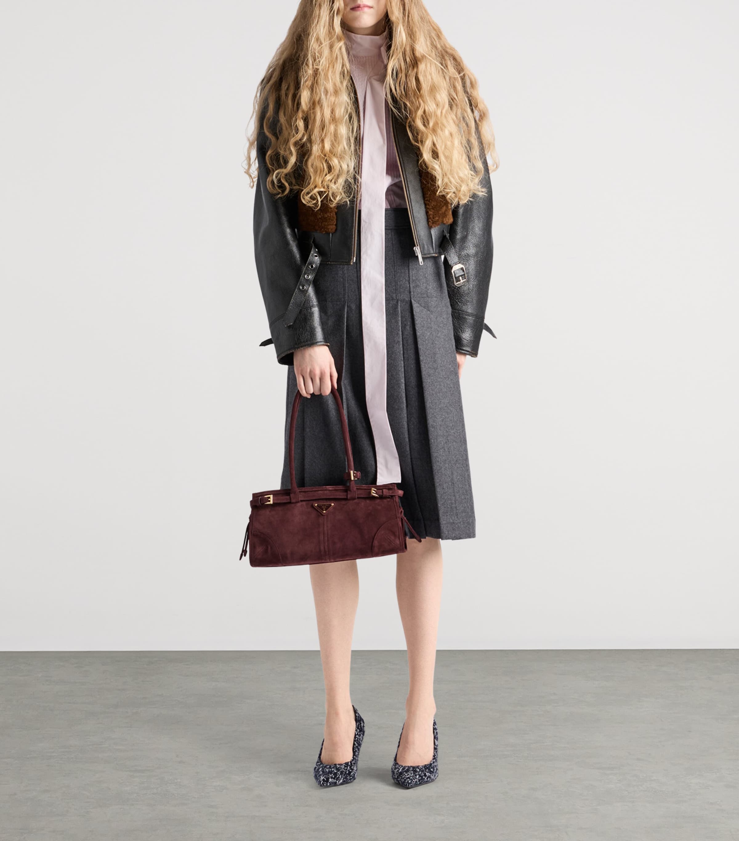 Wool Pleated Midi Skirt F0480 Image 2