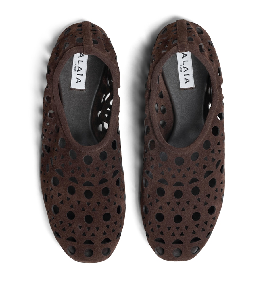 Alaïa Suede Vienne Ballet Flats Chocolate Image 2