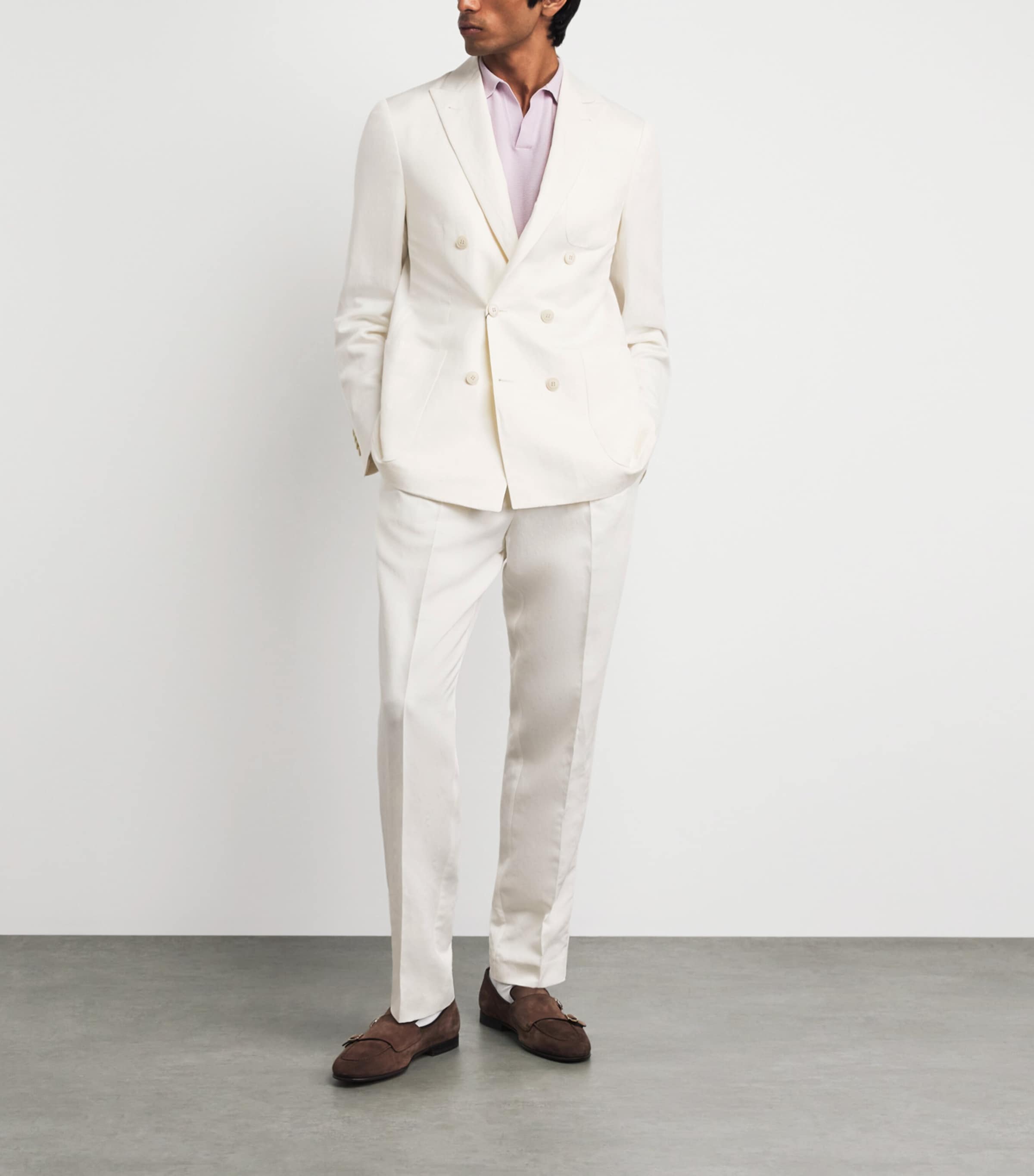 Canali Mens Linen-Silk Double-Breasted Blazer Image 2