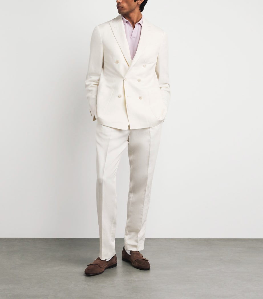 Canali Mens Linen-Silk Double-Breasted Blazer Image 2
