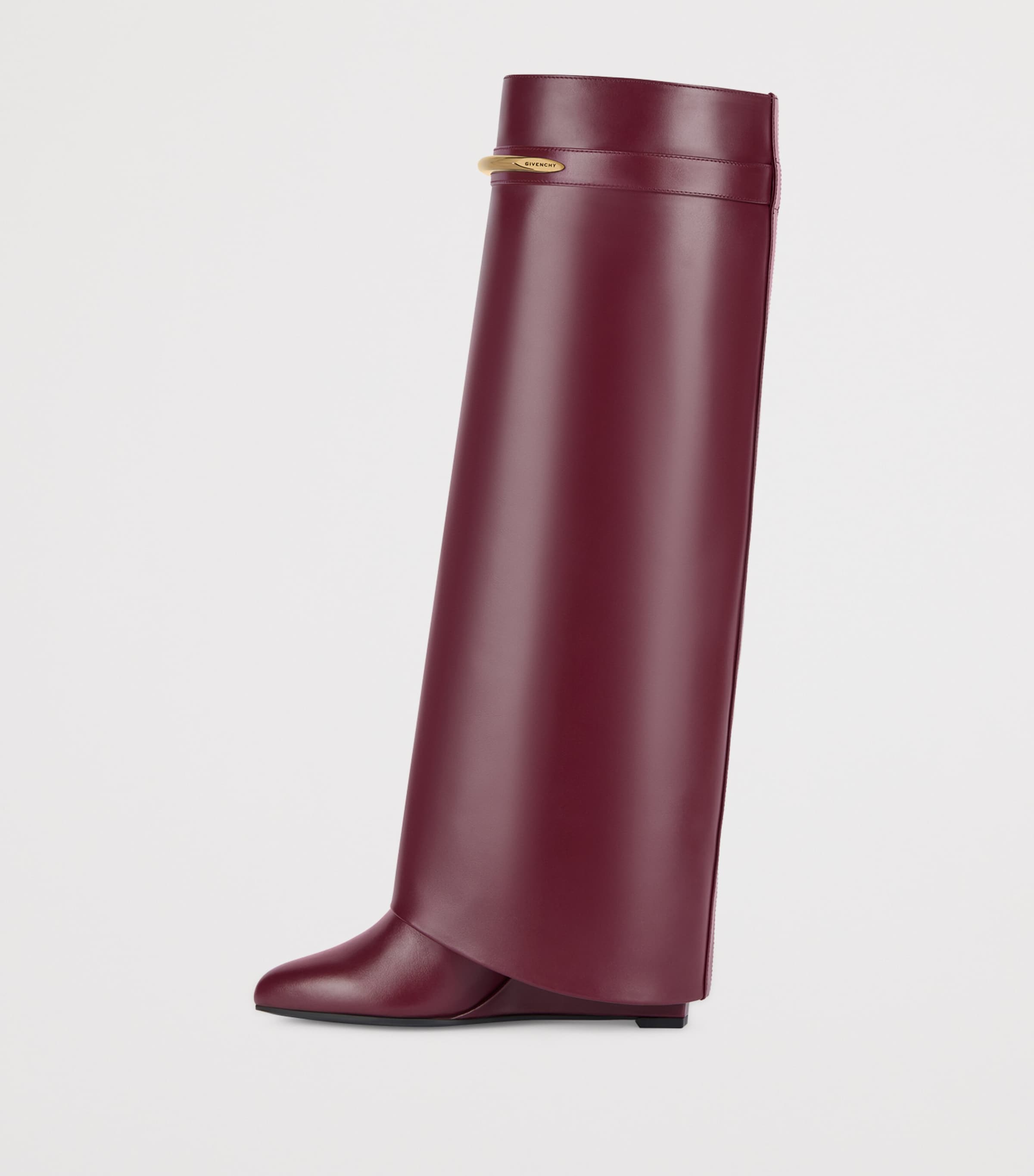Leather Shark Knee-High Boots 95 BURGUNDY Image 2