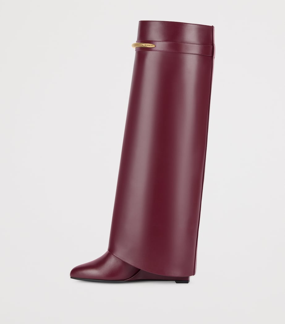 Leather Shark Knee-High Boots 95 BURGUNDY Image 2