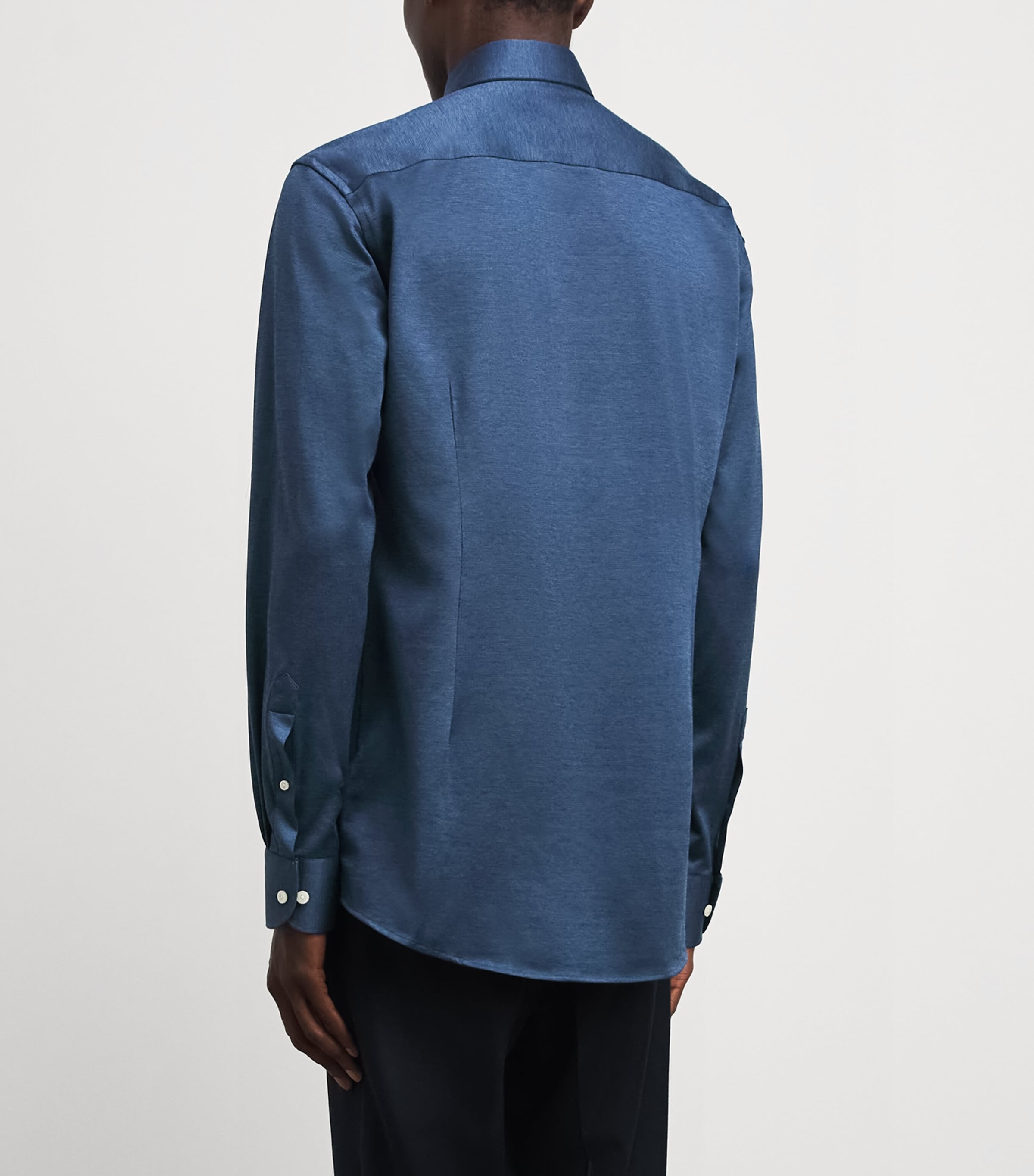 Eton Mens Cotton Filo di Scozia Contemporary Fit Shirt Blue Image 5