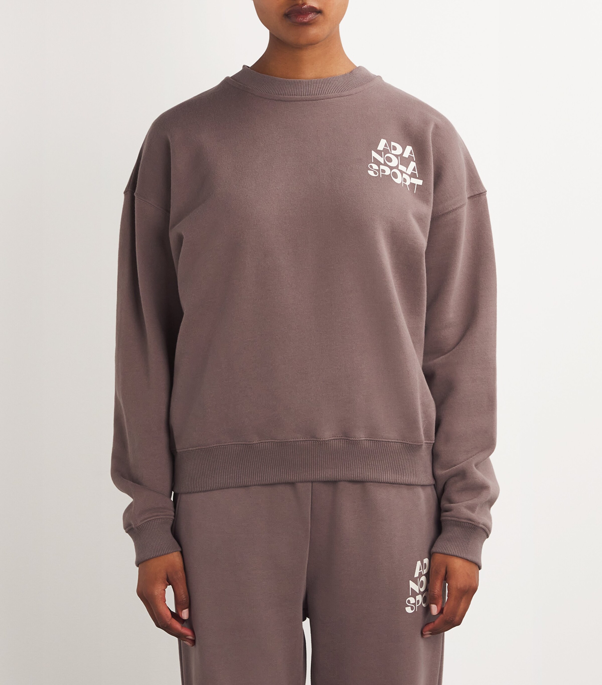 Adanola Womens Retro Relaxed Sweatshirt Pebble Brown Image 3