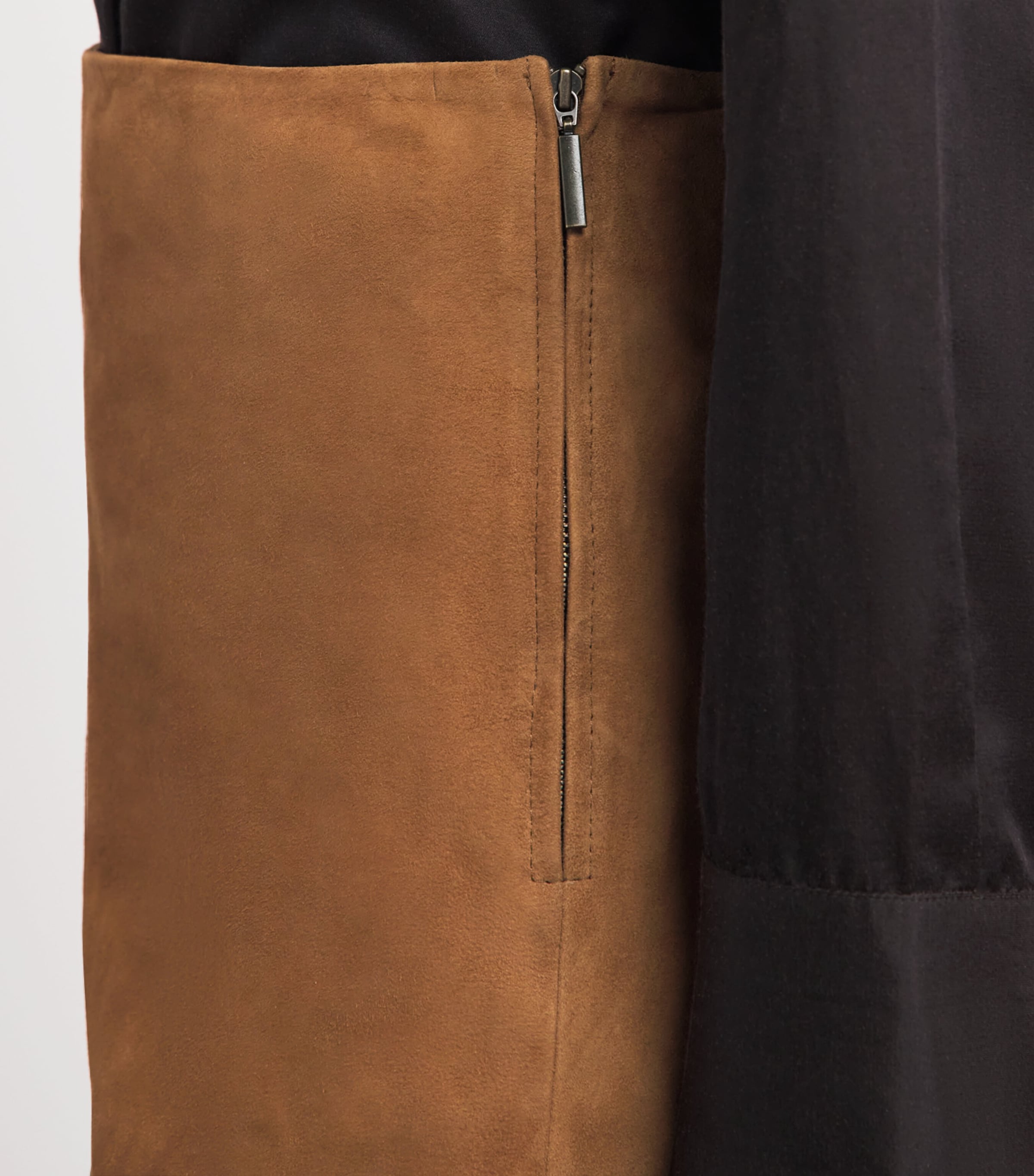 Arma Womens Lamb Suede Melody Mini Skirt Whiskey Image 3