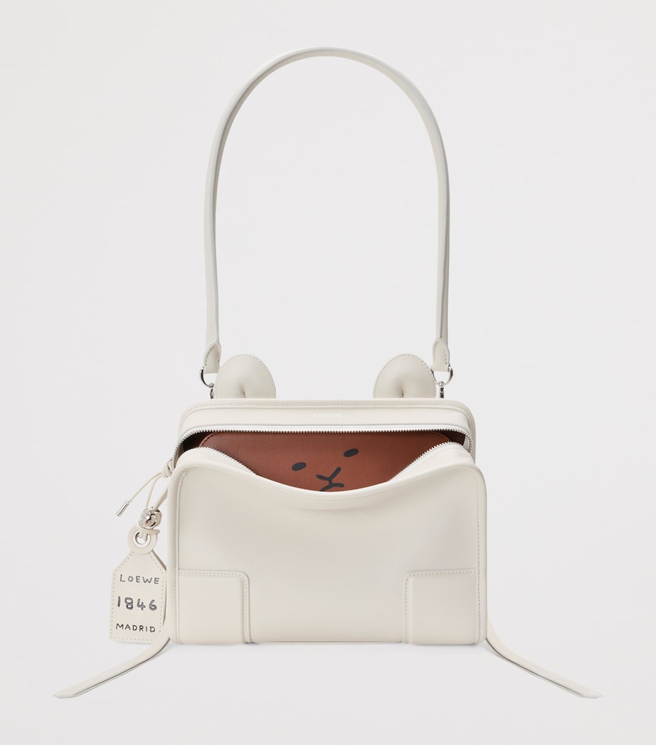 LOEWE Small Leather Amazona 180 Top-Handle Bag Soft White Image 5