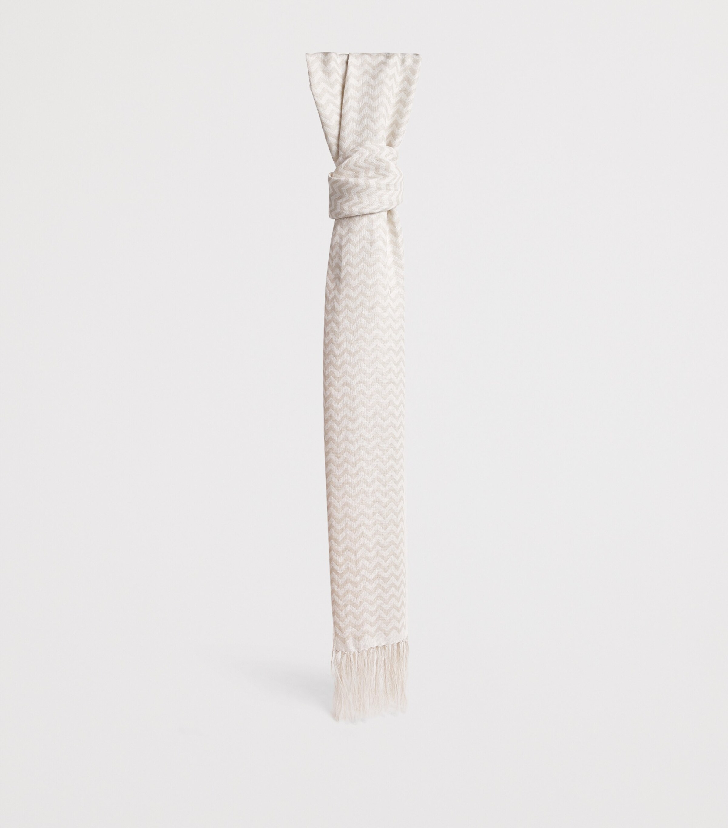 Eleventy Linen Chevron Scarf Bianco E Beige Image 3