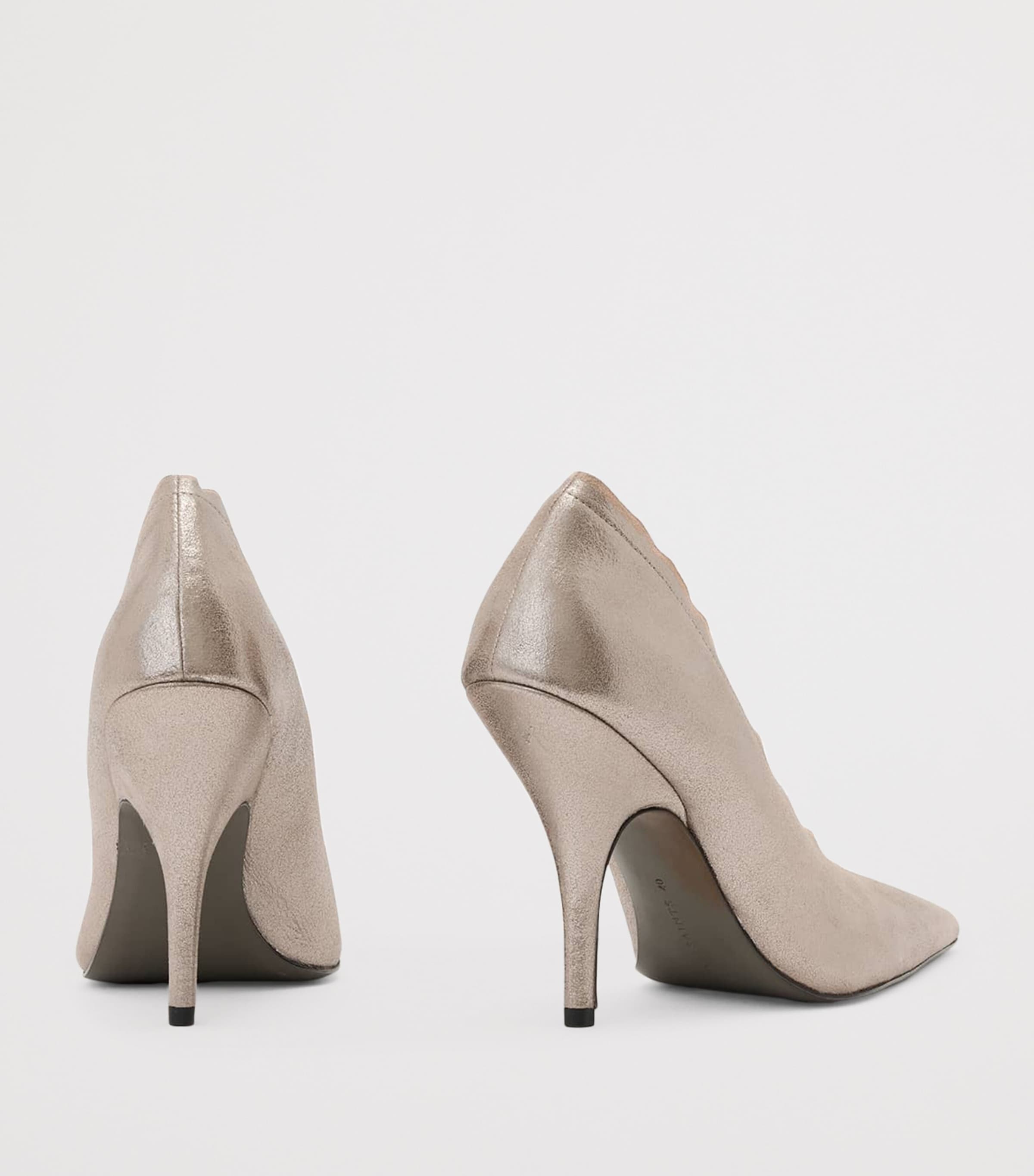 AllSaints Metallic Leather Vera Pumps 100 Silver Image 4