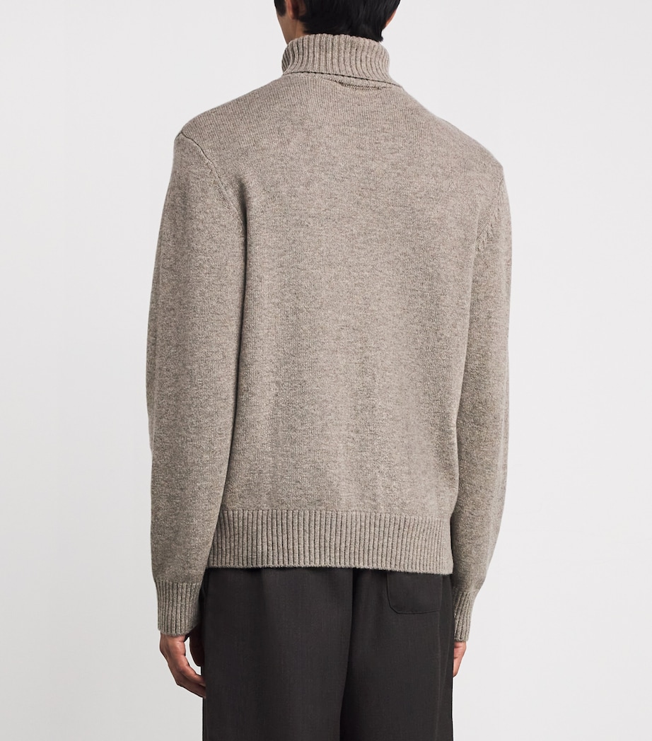 Wool-Cashmere Rollneck Sweater HEATHER BEIGE Image 4