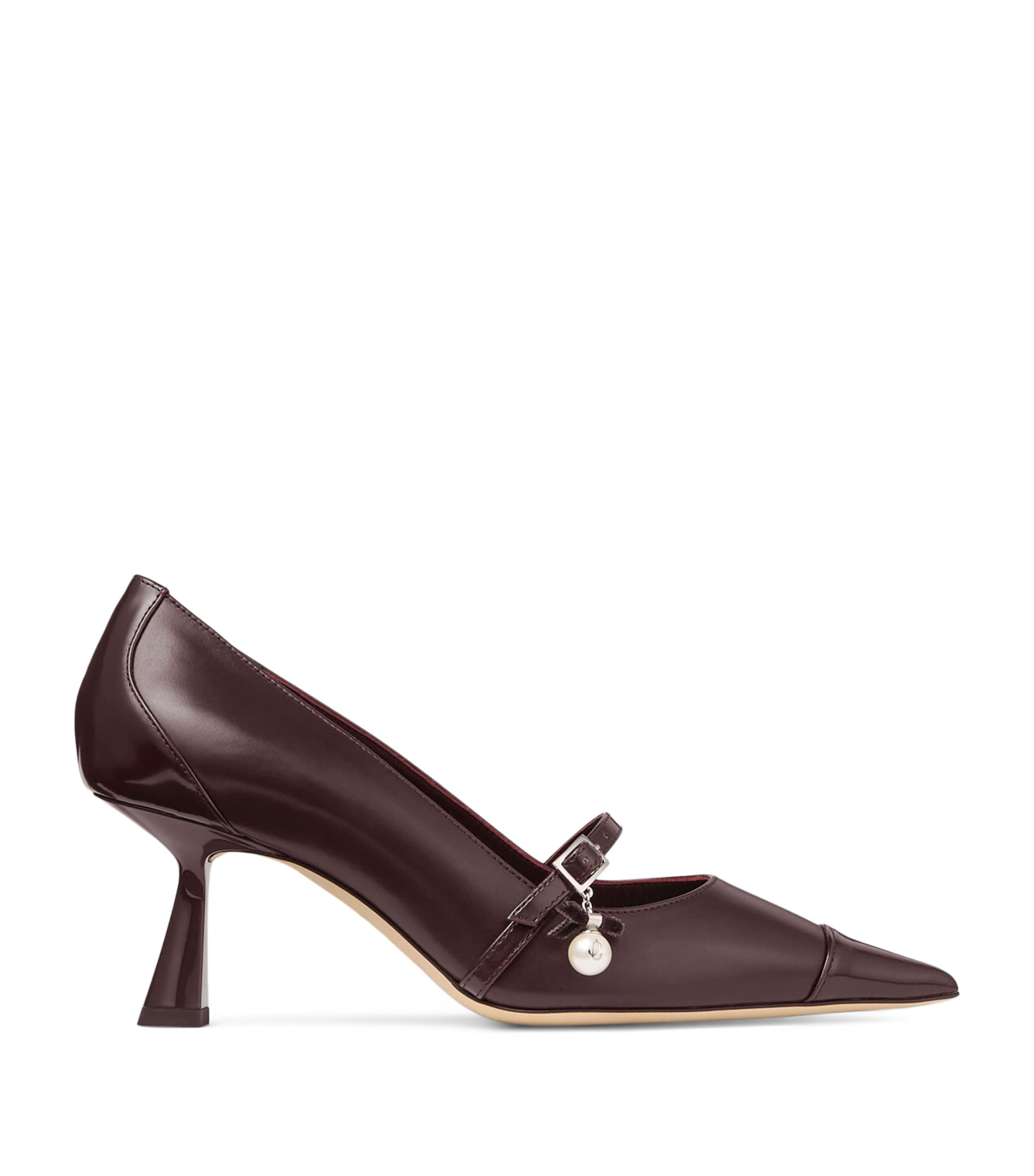 Jimmy Choo 65mm Aren Pearl-embellished Pointed-toe Pumps In Burgundy