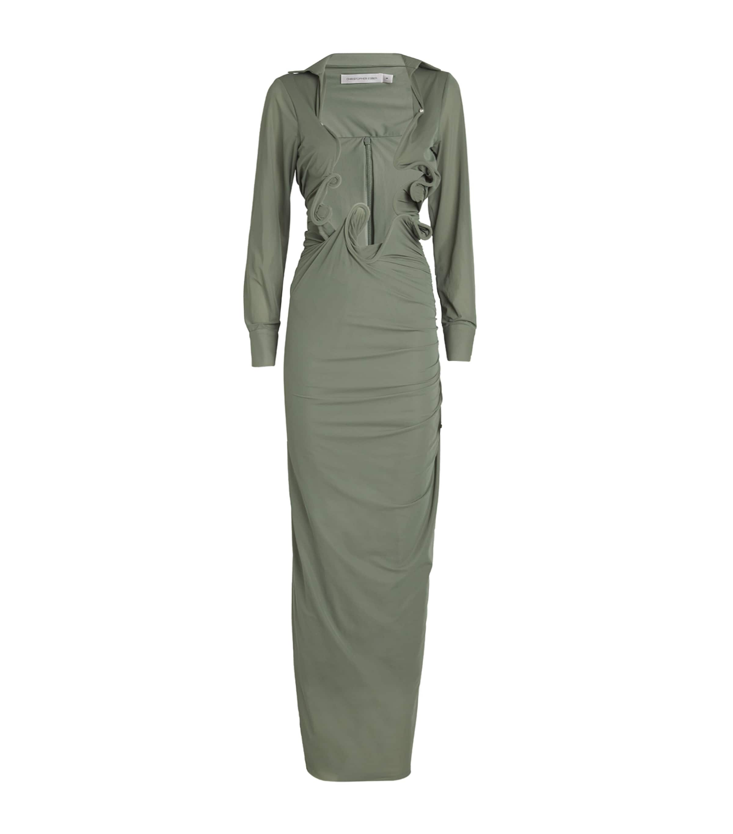 Christopher Esber Plunge Venus Dress In Green