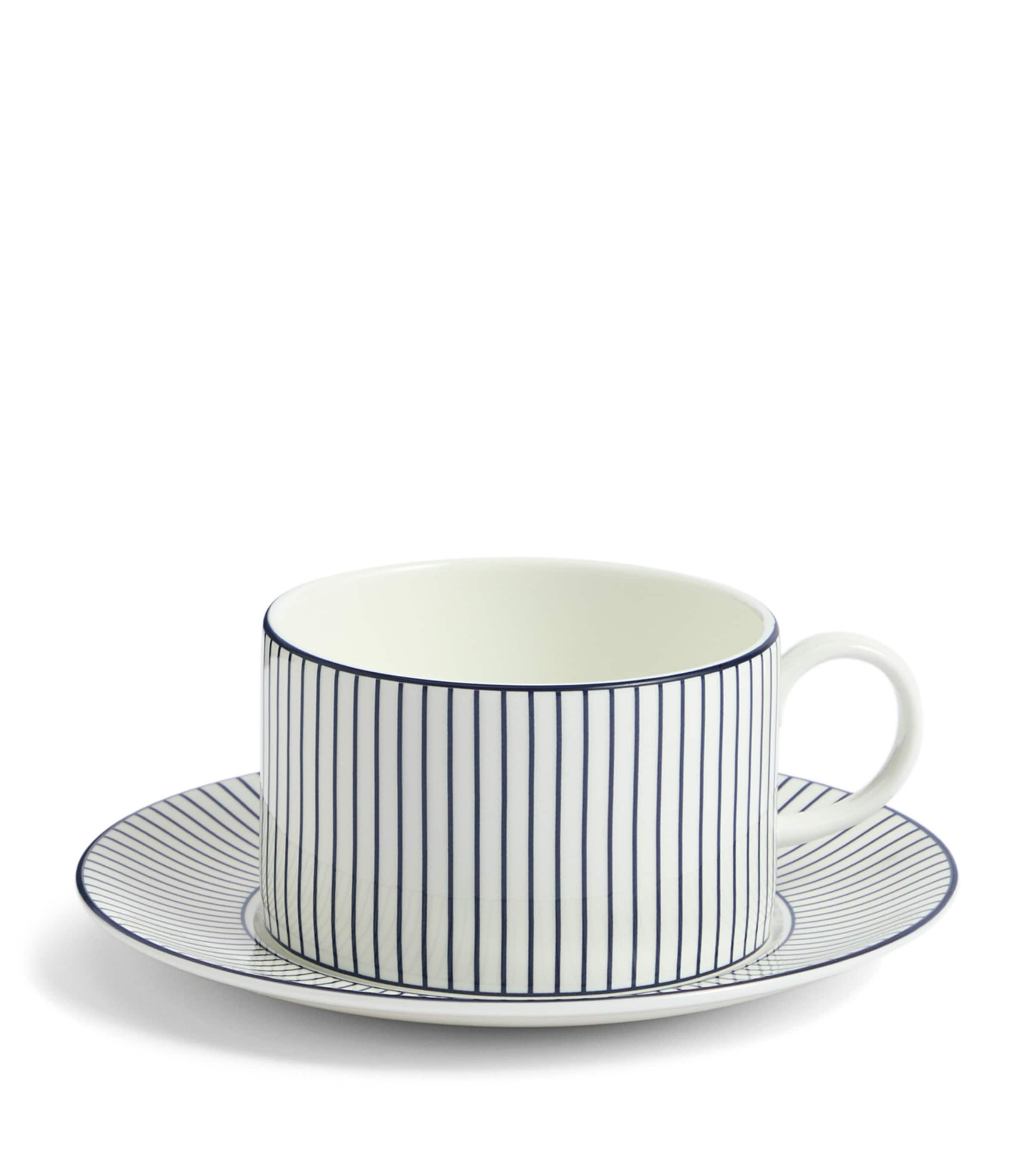 Wedgwood Pinstripe Teacup and Saucer White Image 6