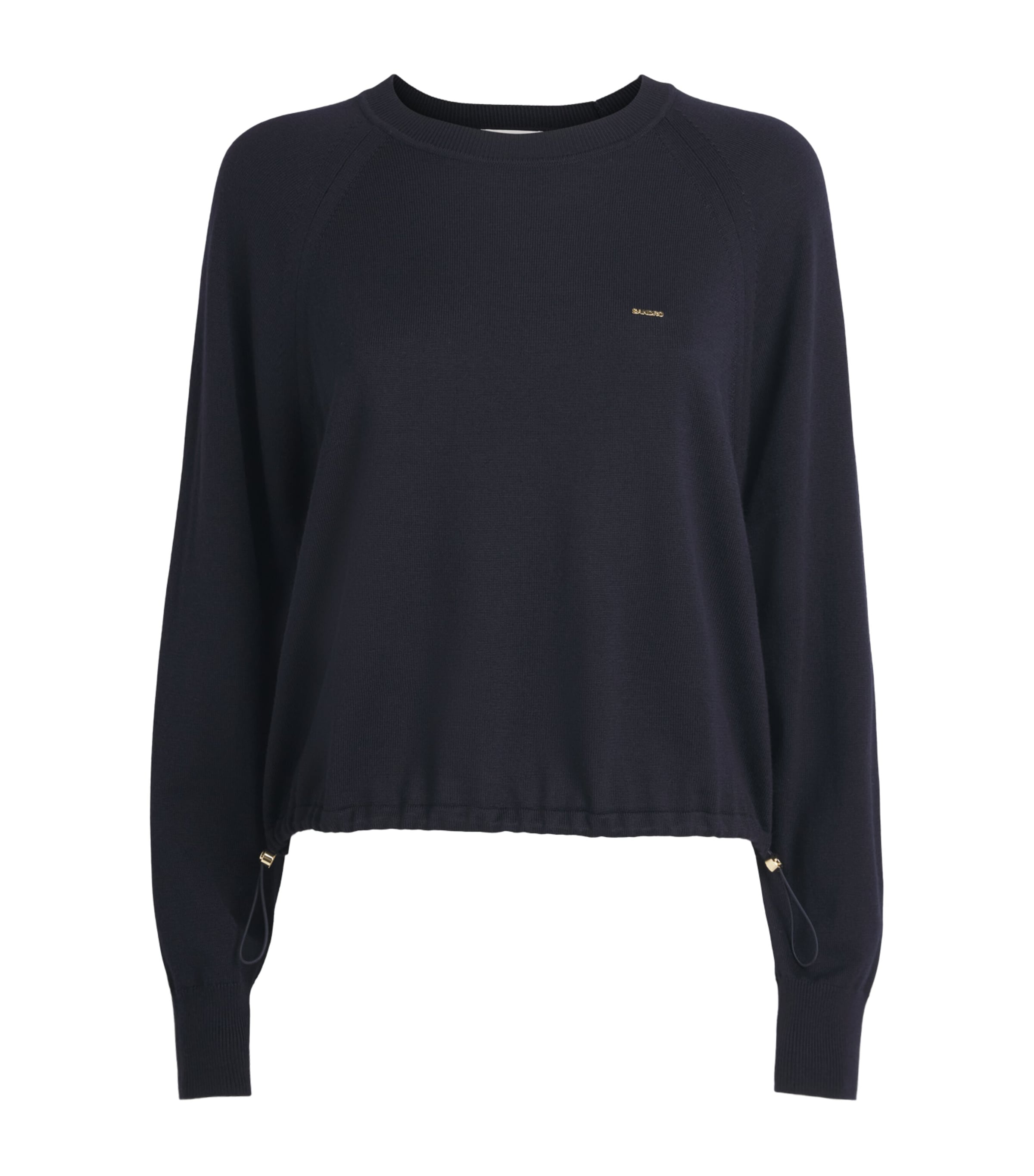 Sandro Paris Womens Wool-Blend Logo Sweater Navy Blue Image 1