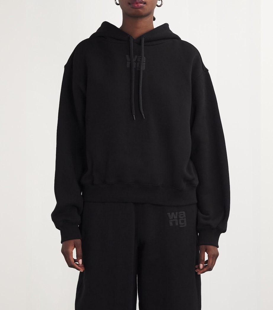Cotton Logo Hoodie BLACK 001 Image 3