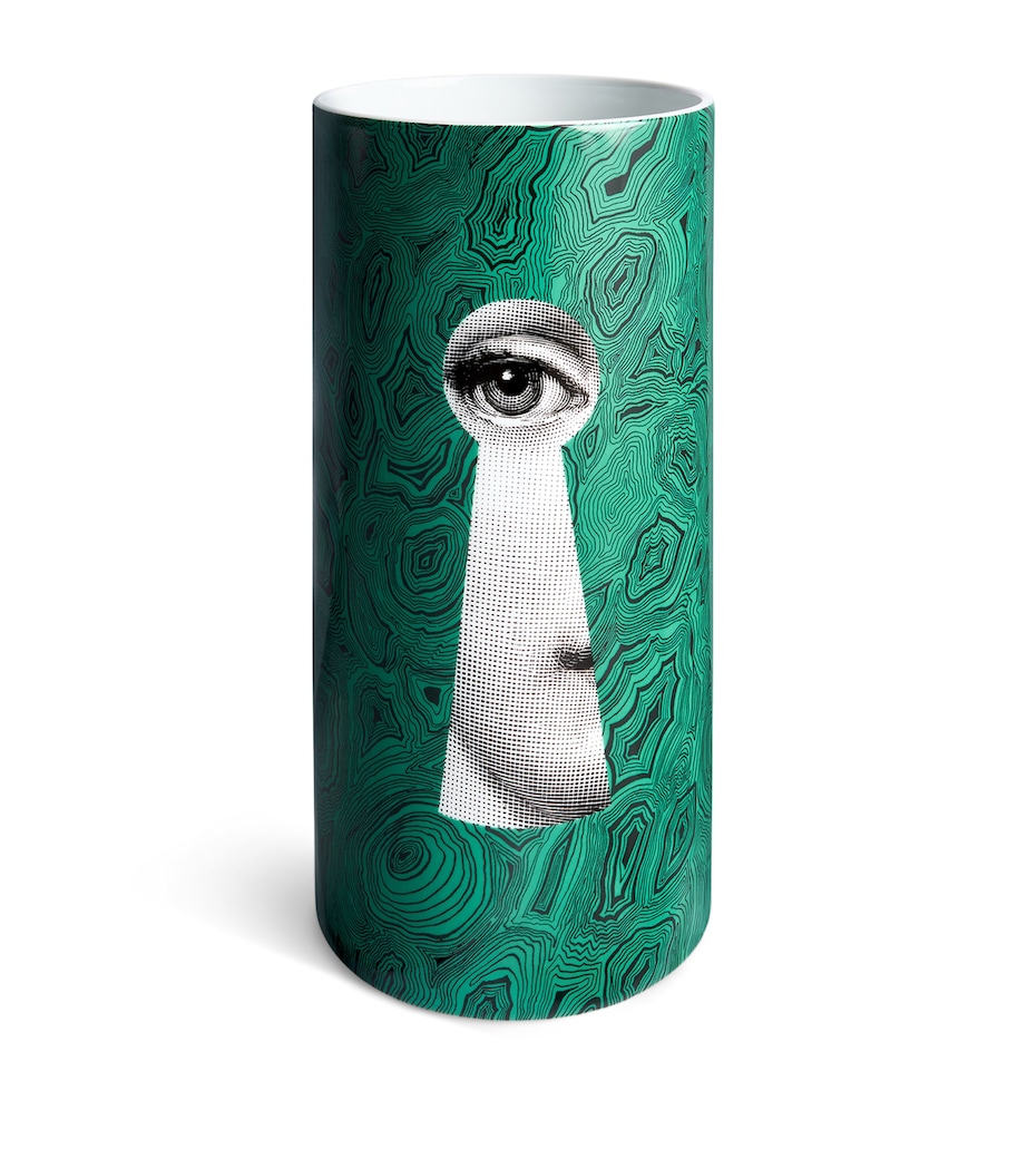 Fornasetti Medium Porcelain Serratura su Malachite Vase (32cm) Image 1
