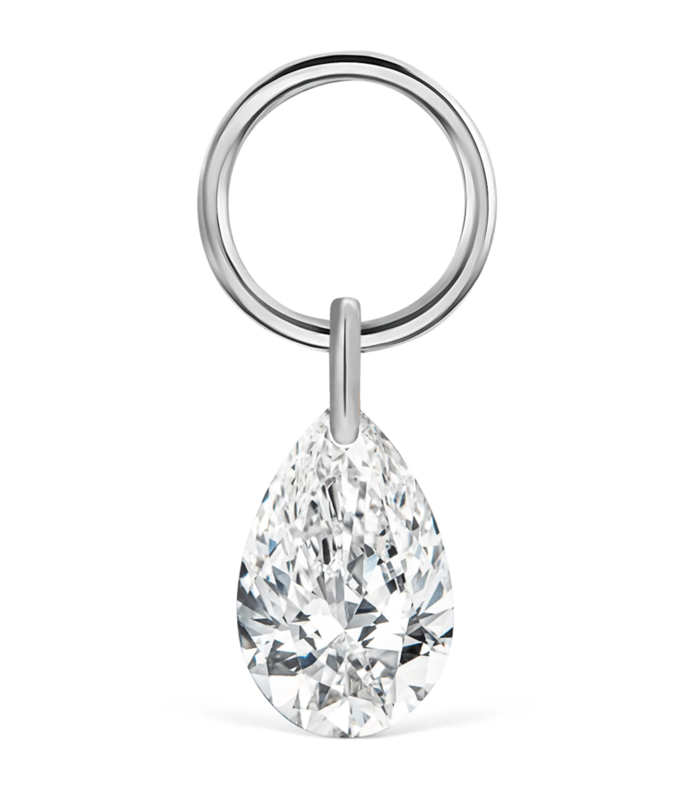 Maria Tash Diamond Pear Floating Charm In Metallic