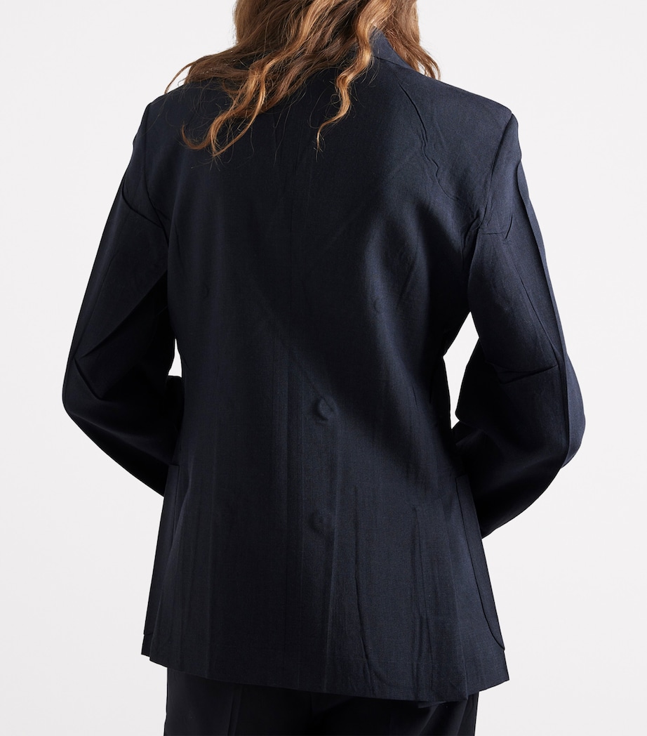 Kid Mohair-Wool Double-Breasted Blazer F0008 Image 6