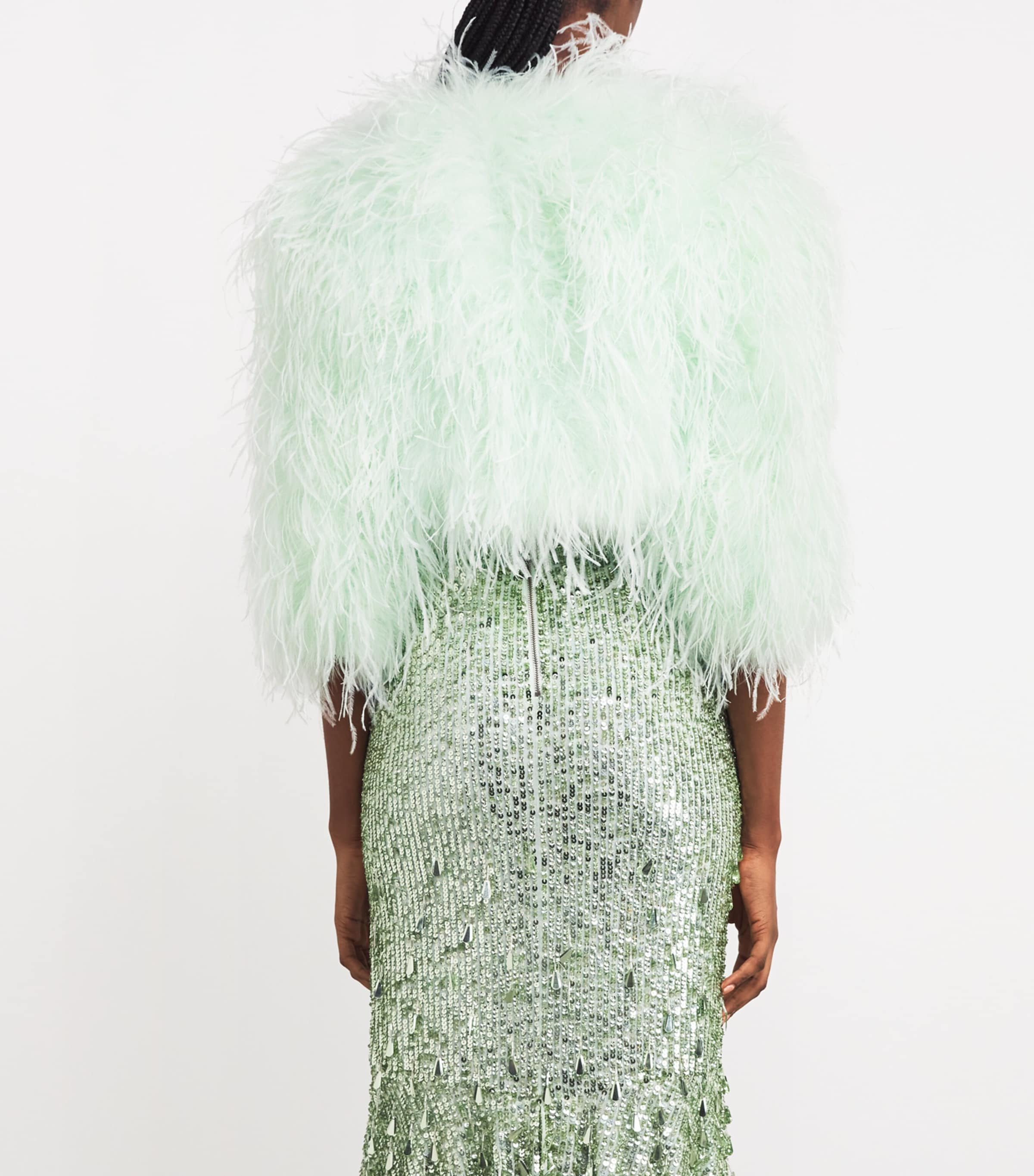 Kidman Feathered Jacket In Emerald | Alice + Olivia