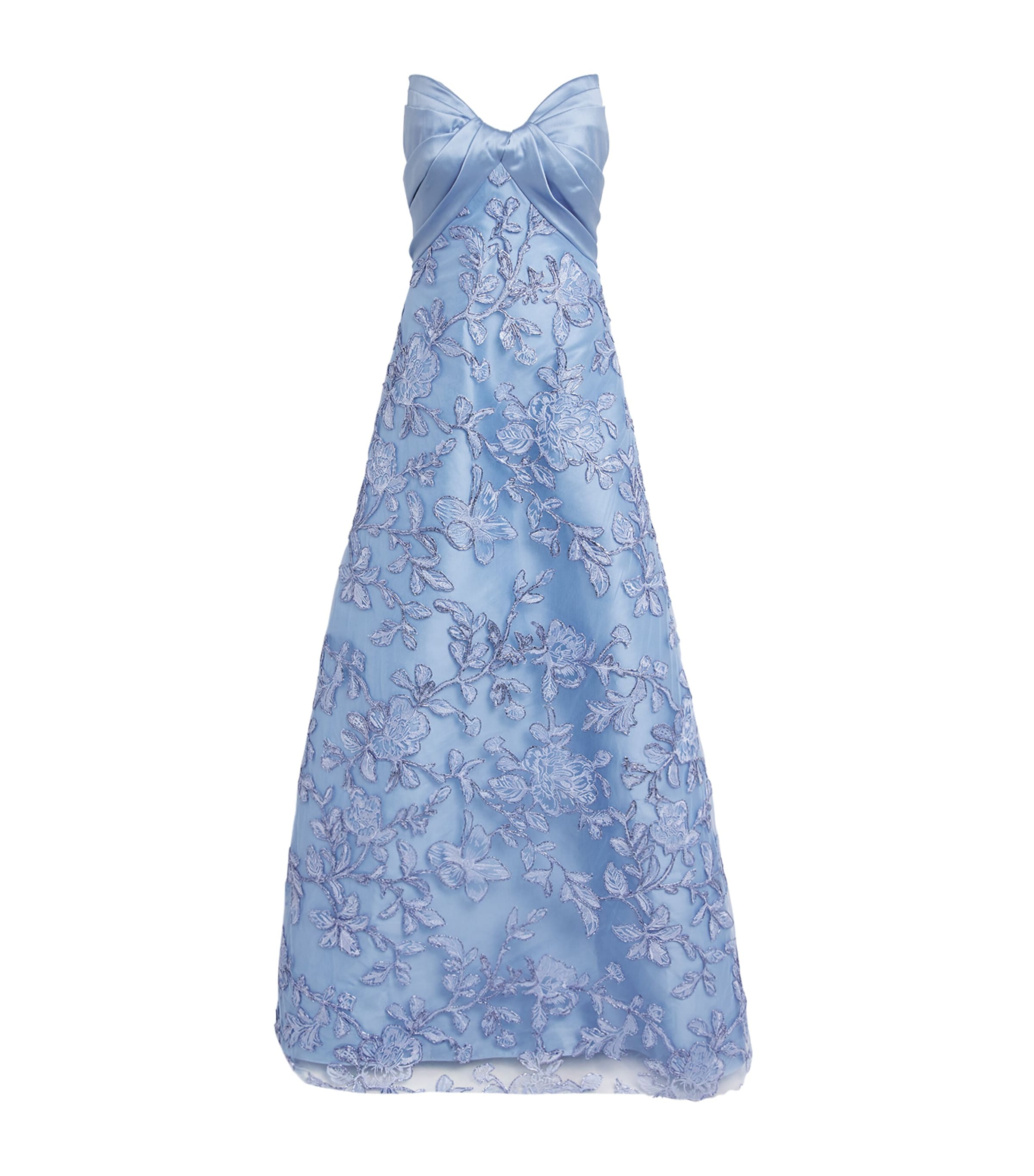 Pamella Roland Embellished Mikado Gown In Blue