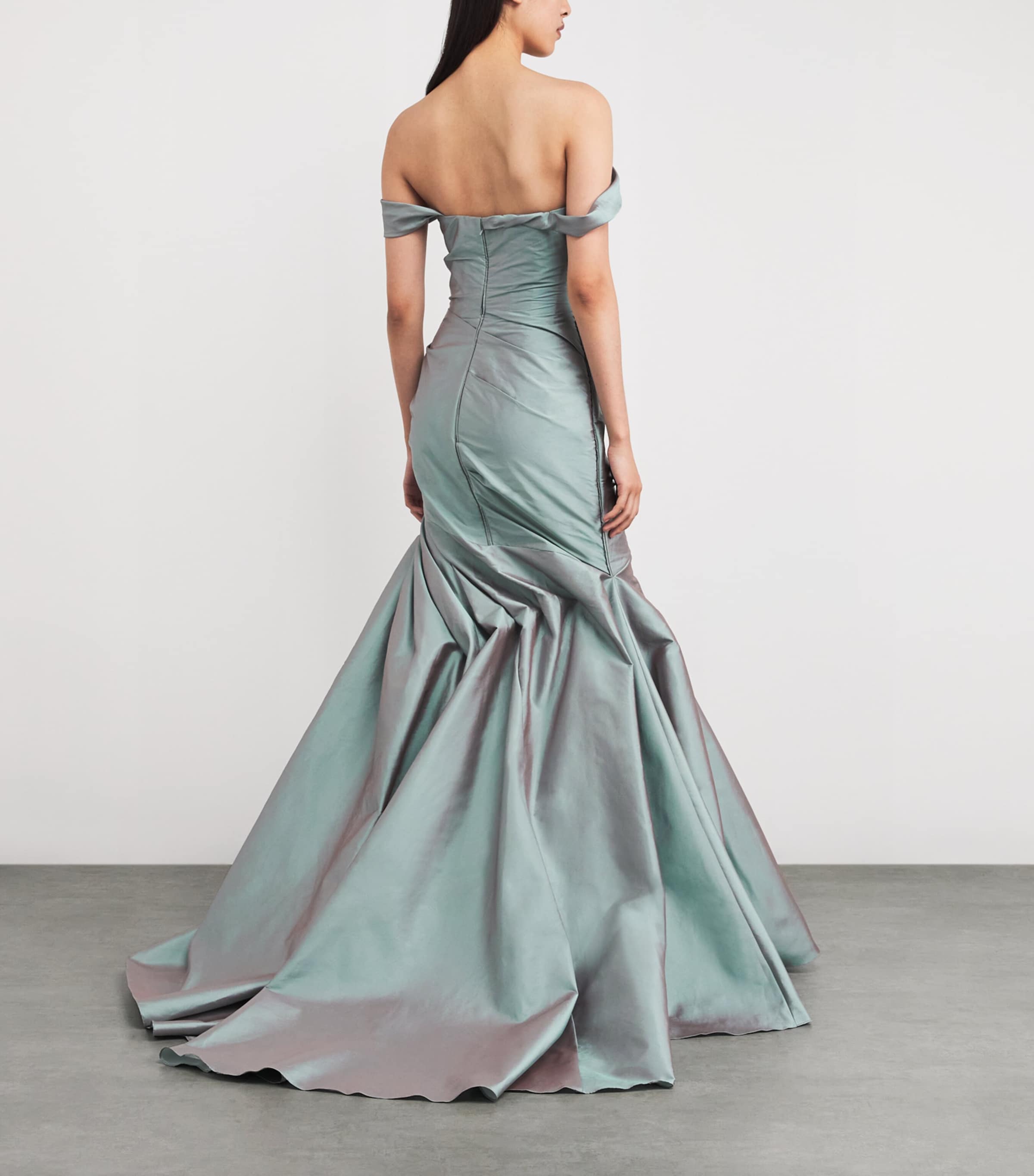 Taffeta Asymmetric Loudres Gown T1094 3D BLUE Image 3