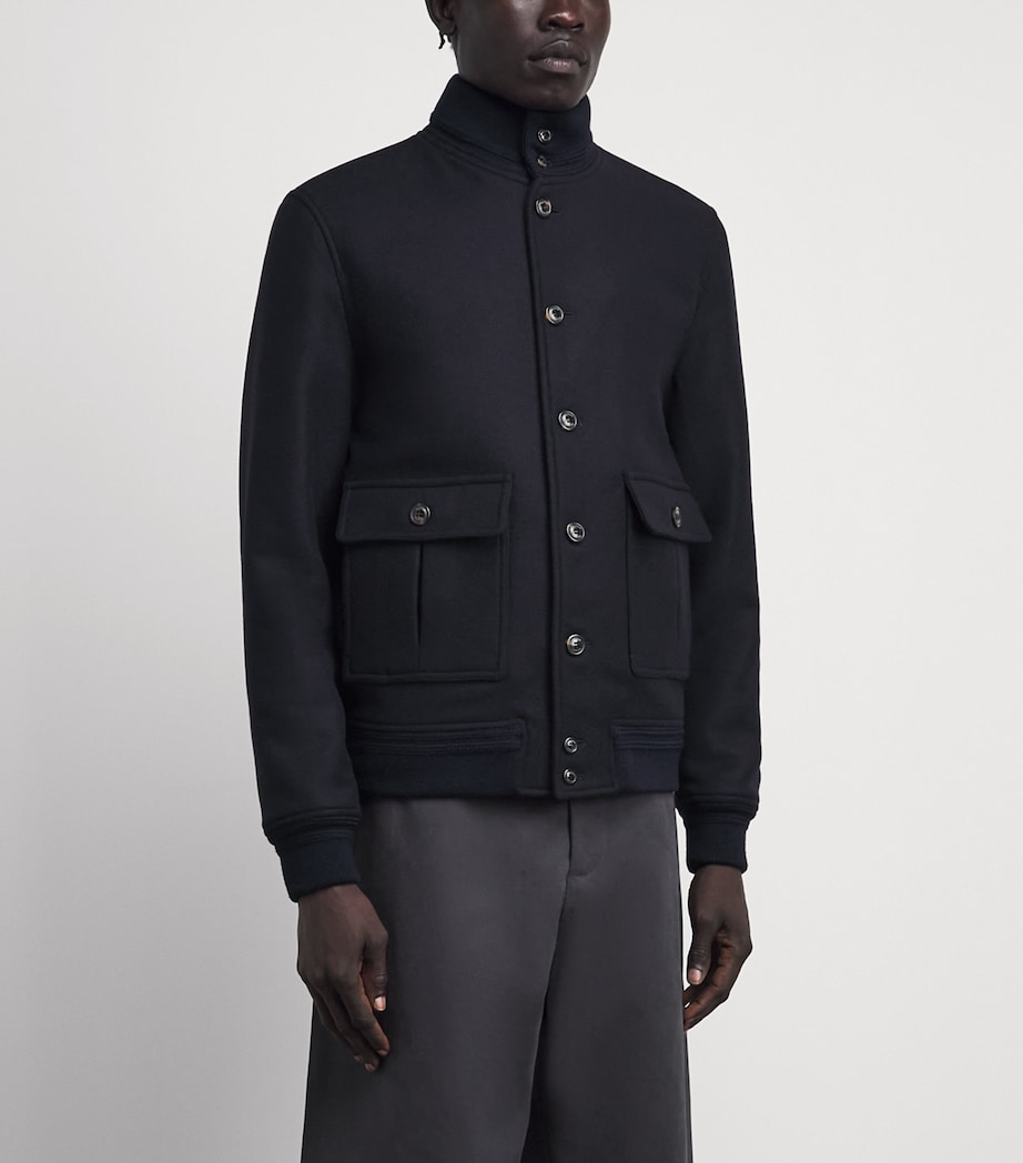 Valstar Mens Virgin Wool Valstarino Bomber Jacket Navy Image 4