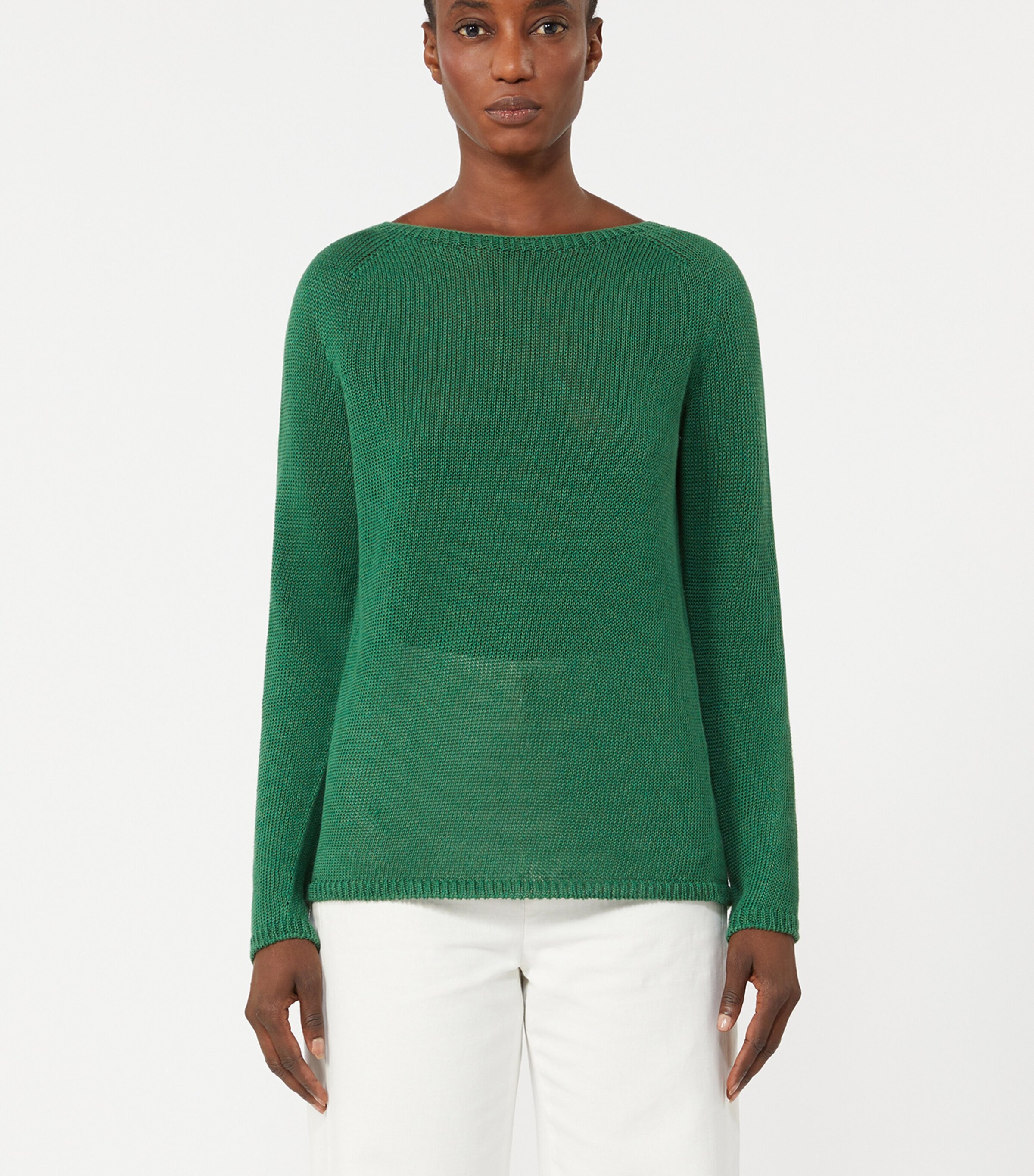 Max Mara Womens Linen Giolino Sweater Green Image 2