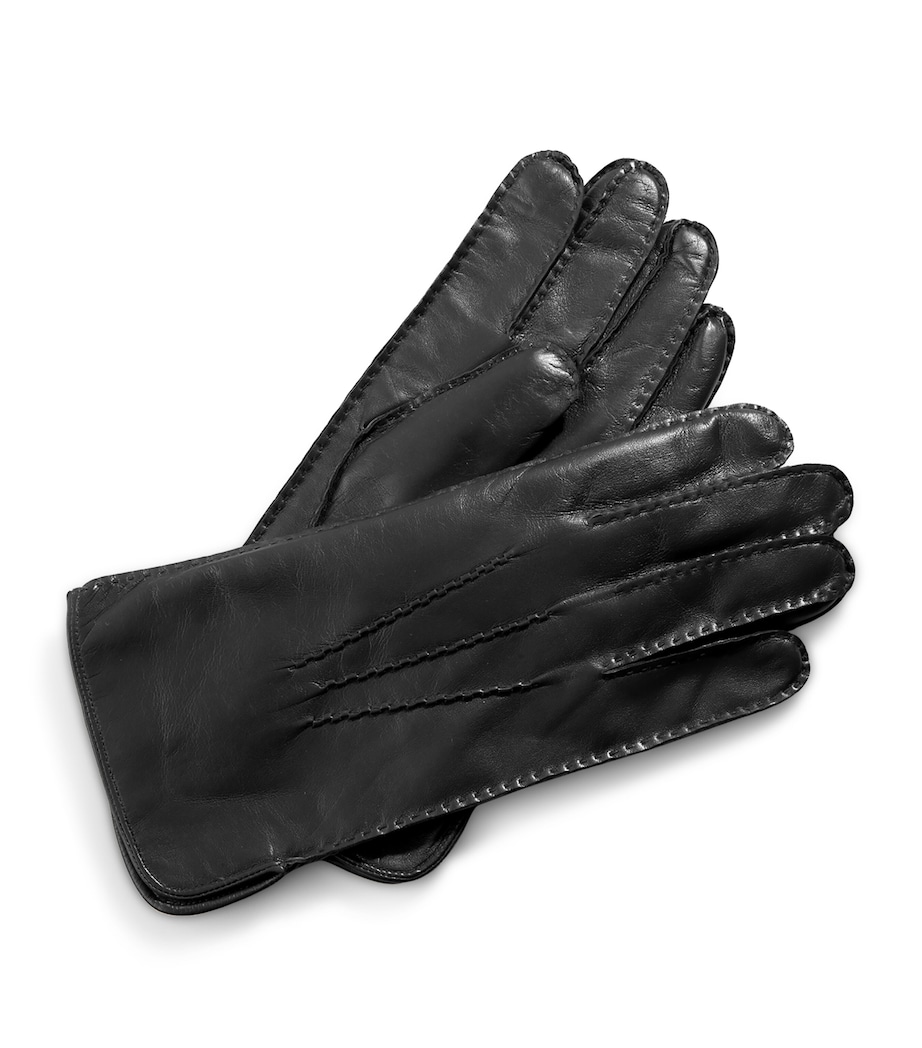 Men's Wool-Cashmere Lined Leather Gloves (Large) BLACK Image 2