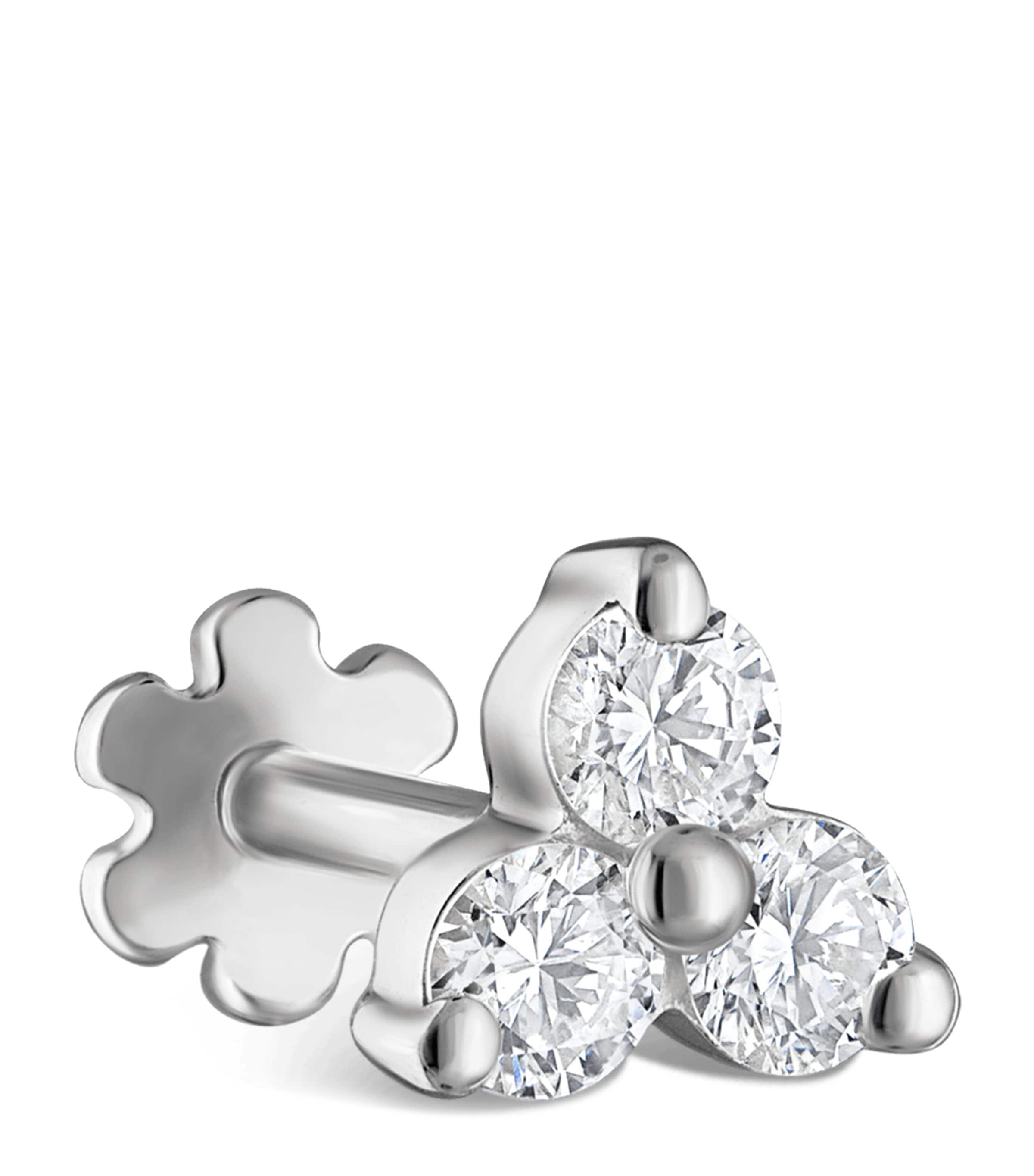 Maria Tash White Gold Diamond Trinity Threaded Stud Earring