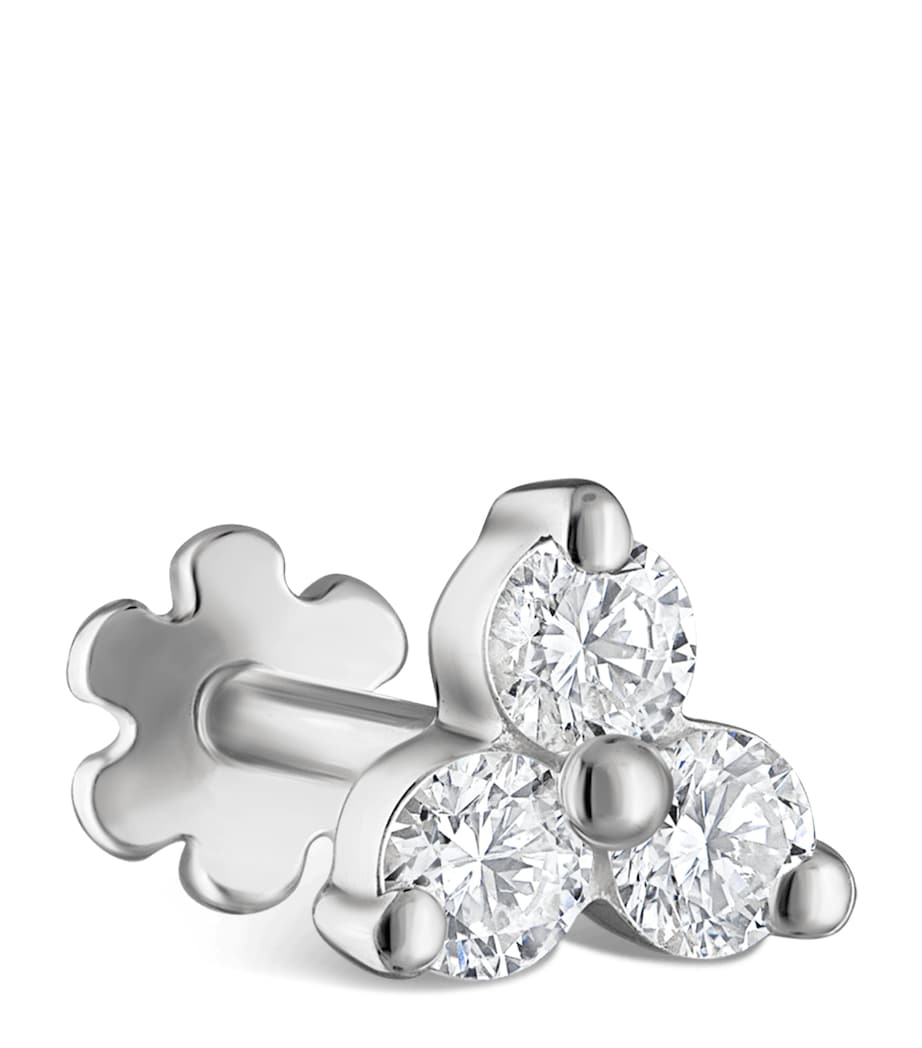 White Gold Diamond Trinity Threaded Stud Earring (4.5mm) WHITE GOLD Image 1