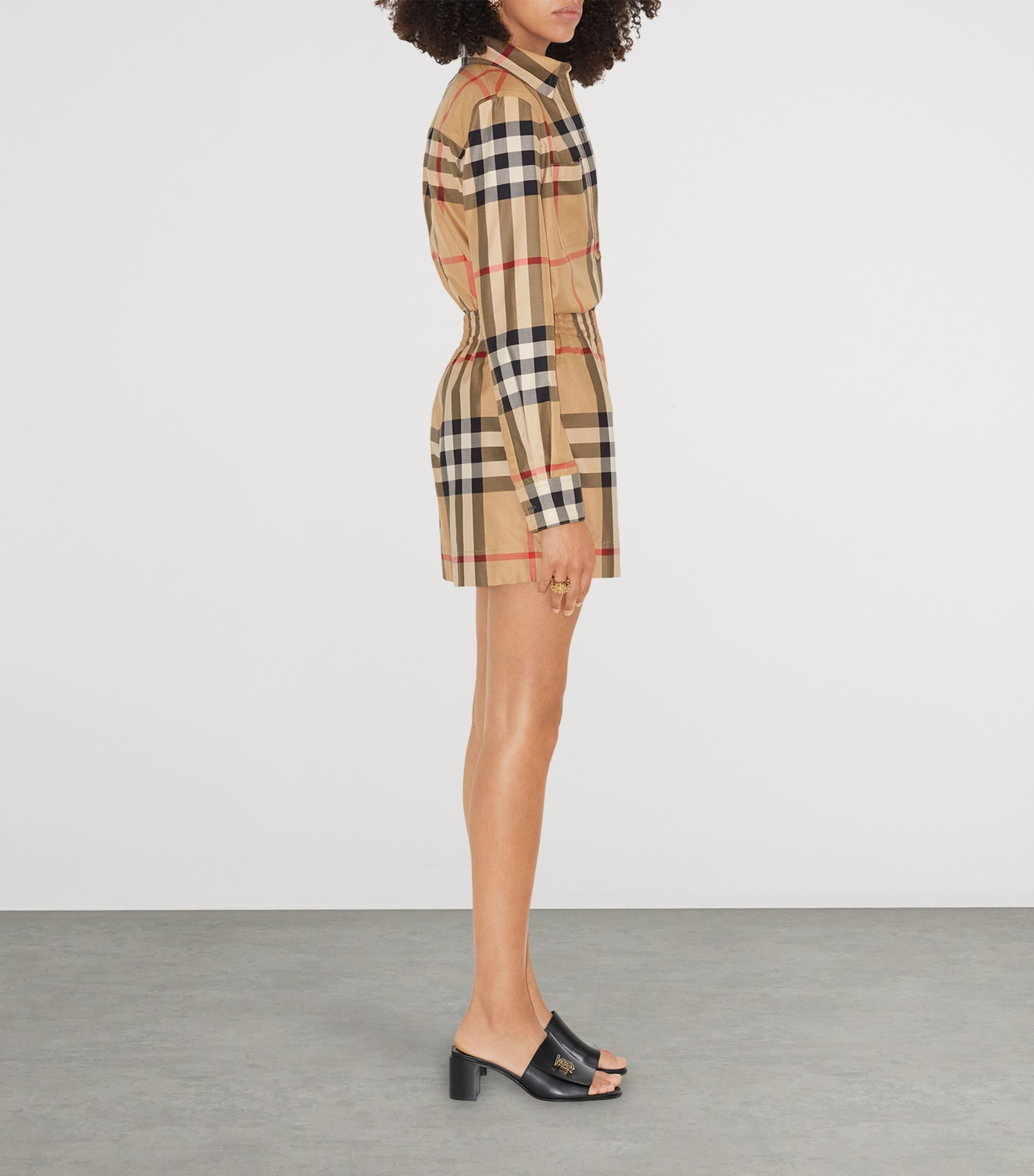 Burberry Womens Cotton Check Shorts Archive Beige Ip Chk Image 3