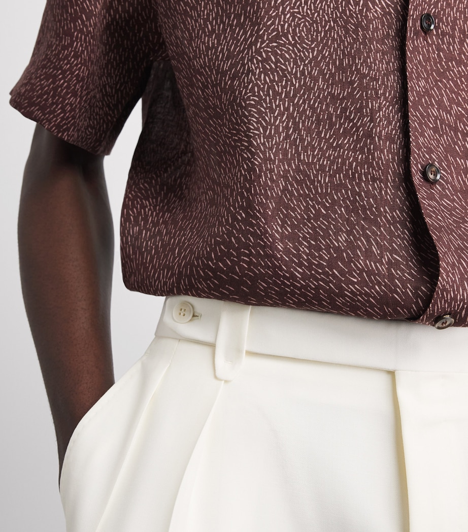 Brioni Mens Linen Short-Sleeve Flecked Shirt Image 3