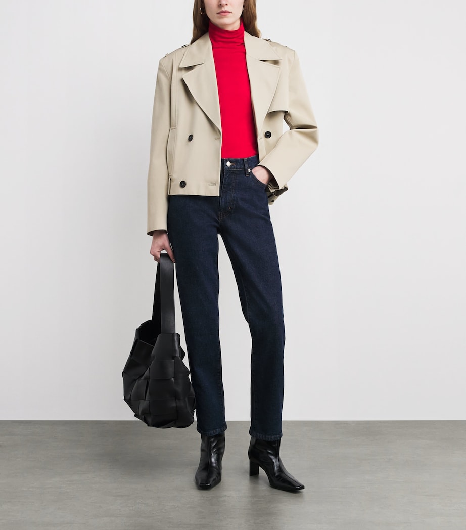 Cotton Sheer High-Neck Top TRUE SCARLET RED Image 2