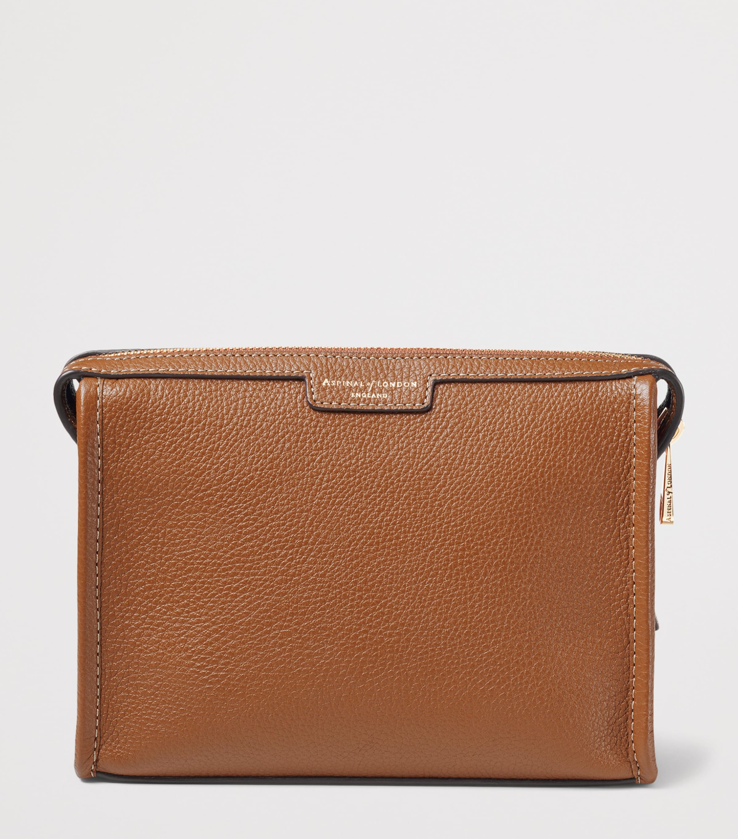 Aspinal Of London Small Leather Bella Cross-Body Satchel Tan Image 3