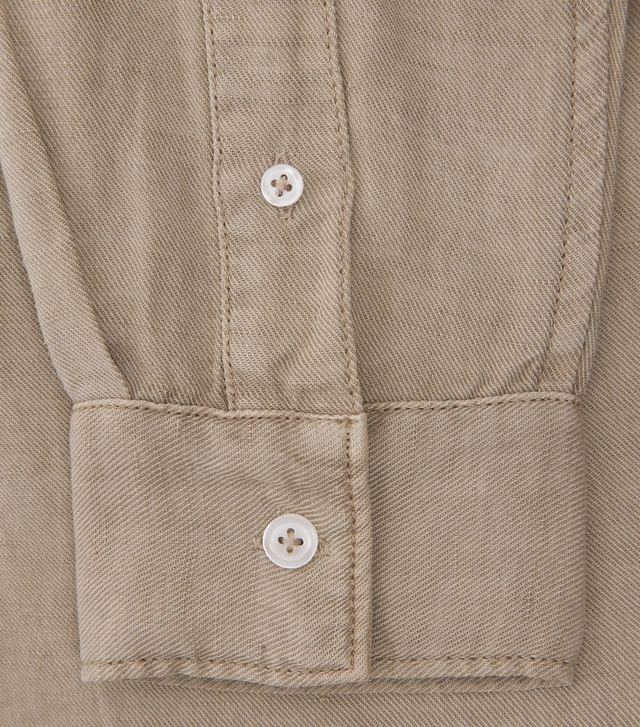 PAIGE Mens Linen-Blend Peters Shirt Cocoa Dust Image 6