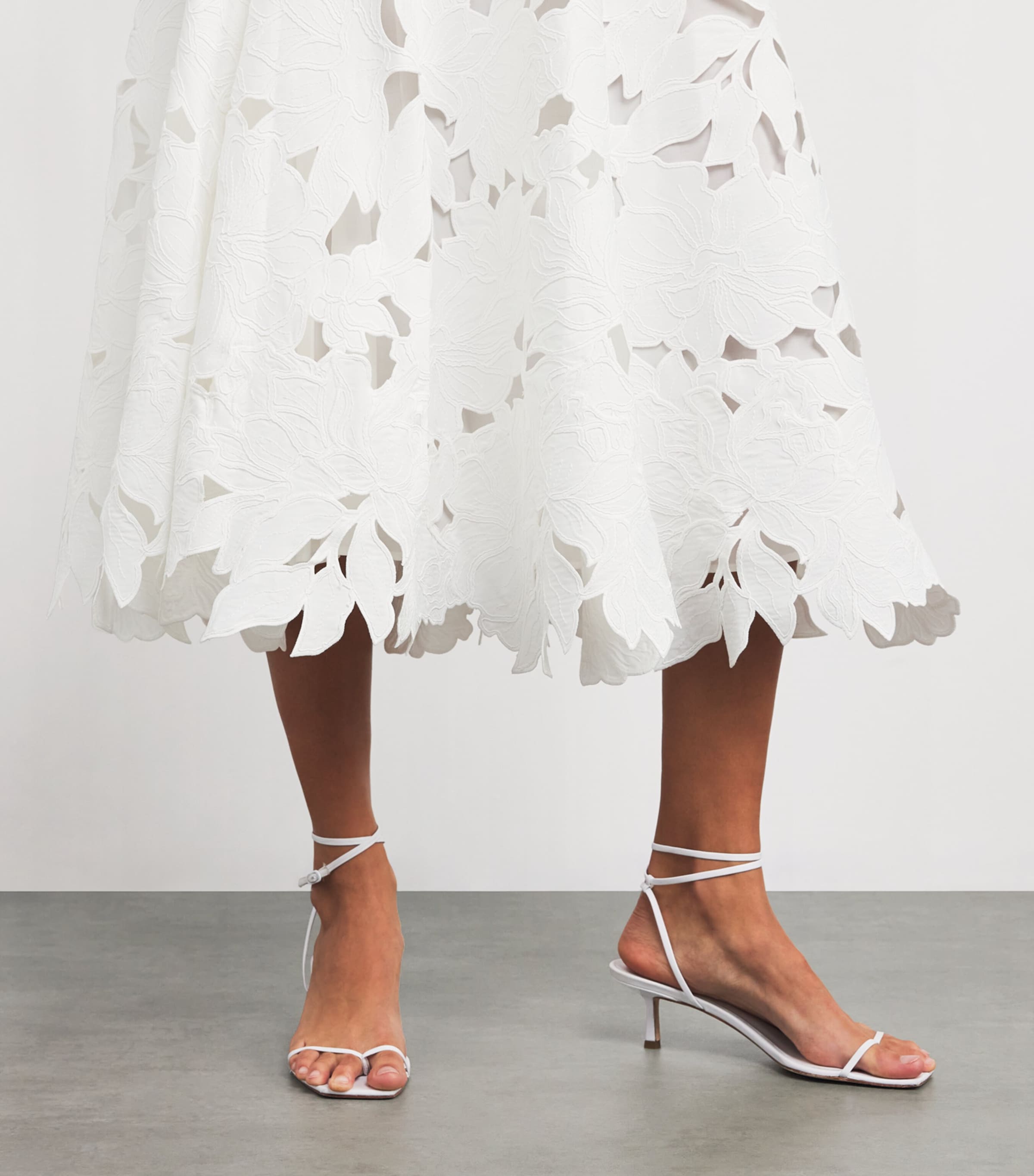 Simkhai Womens Embroidered Floral Strapless Midi Dress White Image 6