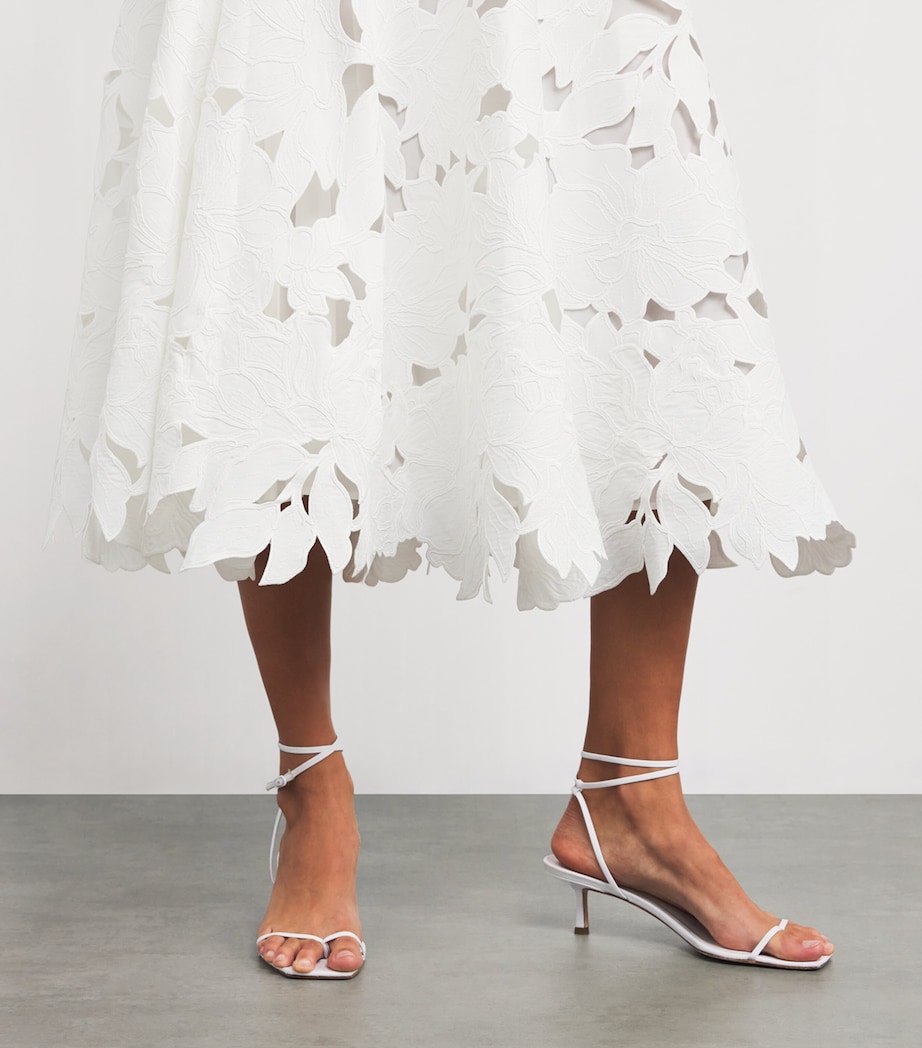 Embroidered Floral Strapless Midi Dress WHITE Image 6
