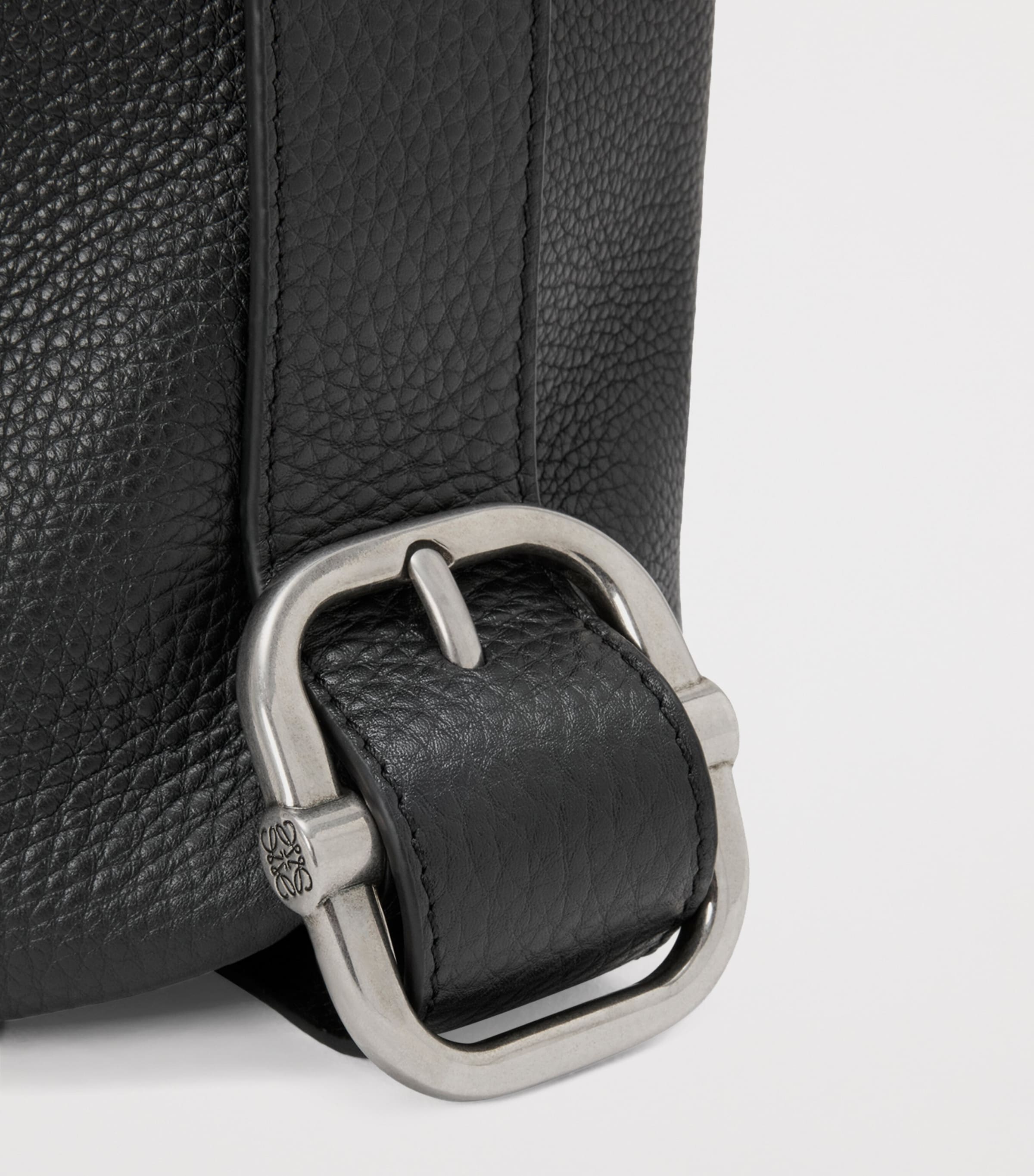 Medium Leather Loop Bucket Bag BLACK Image 5