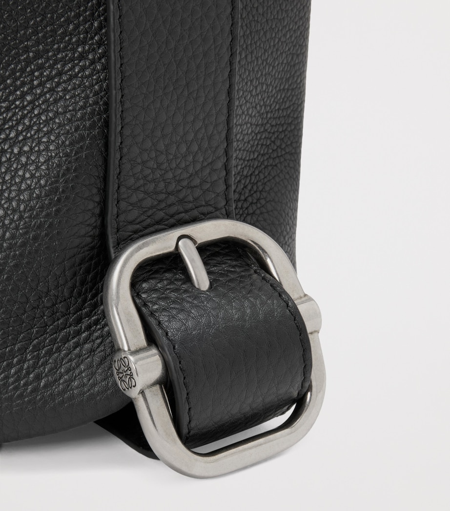 Medium Leather Loop Bucket Bag BLACK Image 5