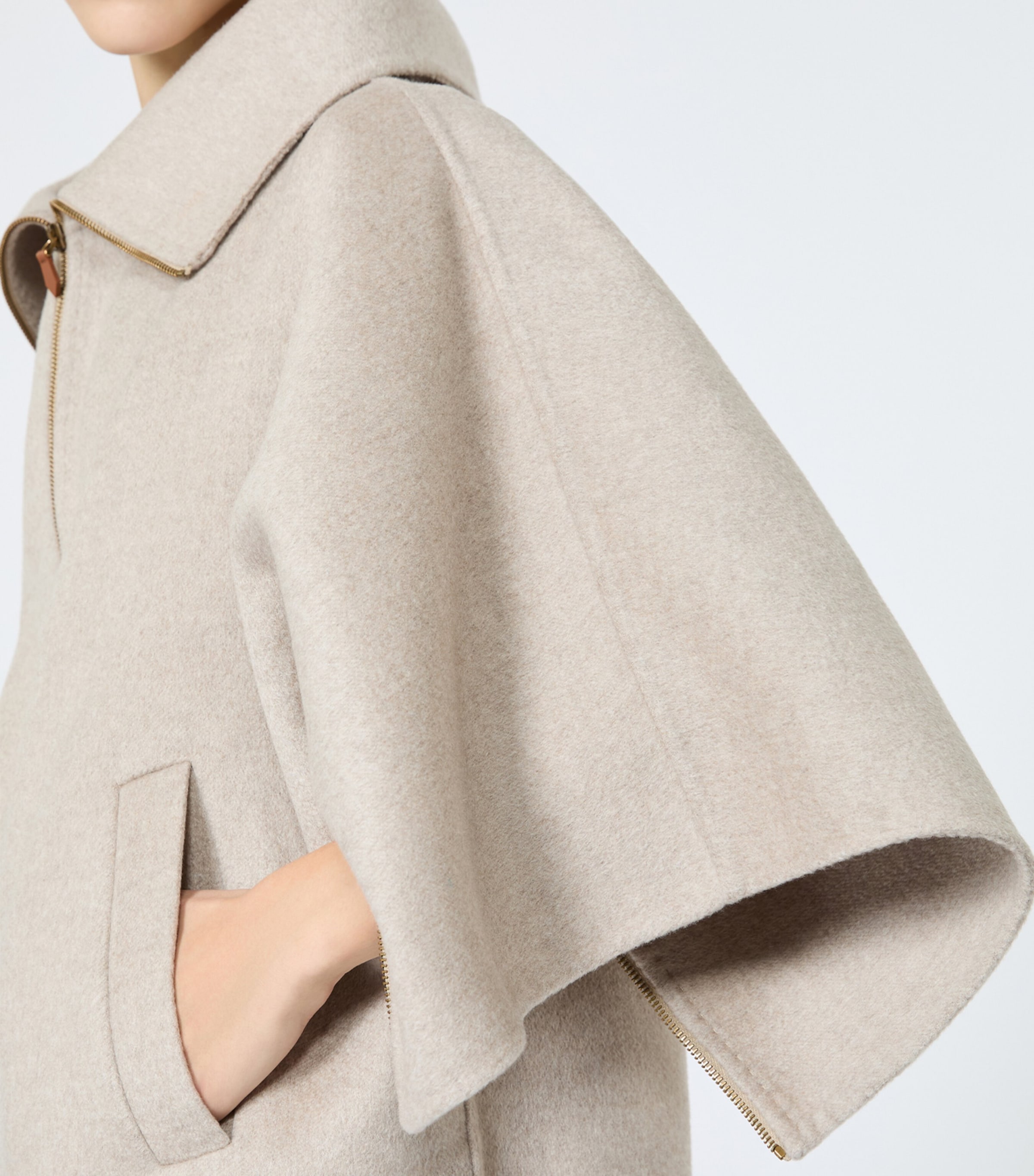 Max Mara Womens Cashmere Cape-Sleeve Jacket Sand Image 6