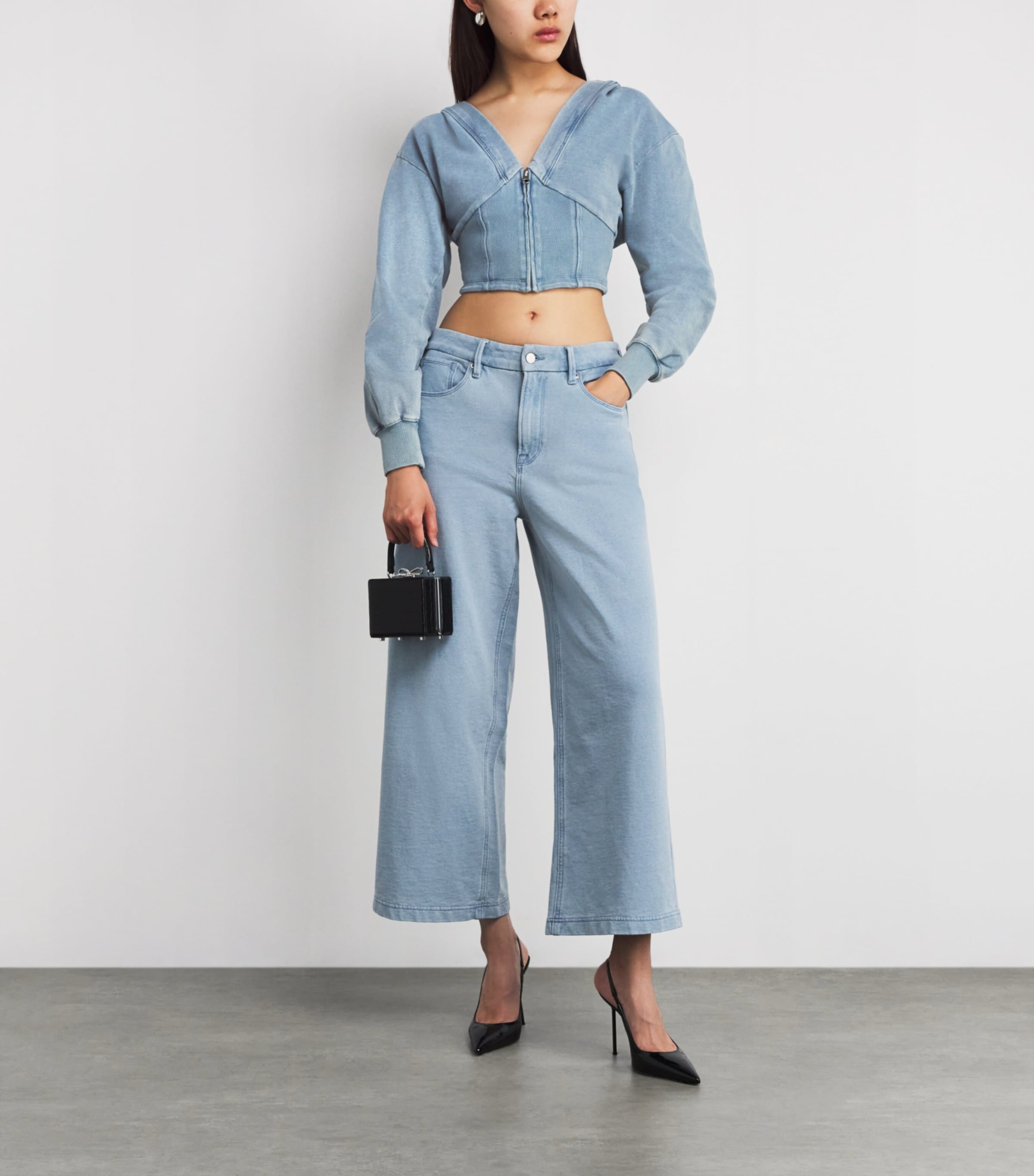 Cotton Jeanius Zip-Up Cropped Hoodie INDIGO1157 Image 2