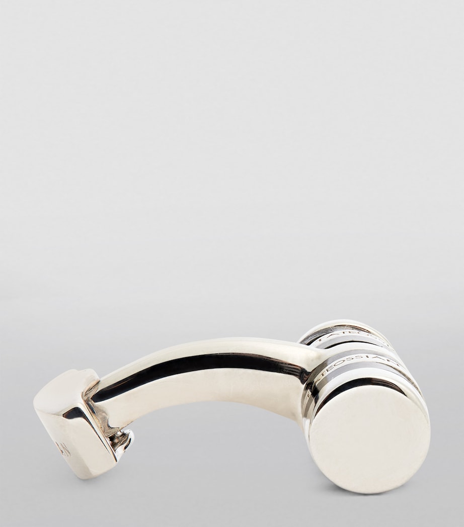 Rhodium-Plated Rotating Cylindrical Cufflinks SILVER/ BLACK Image 3