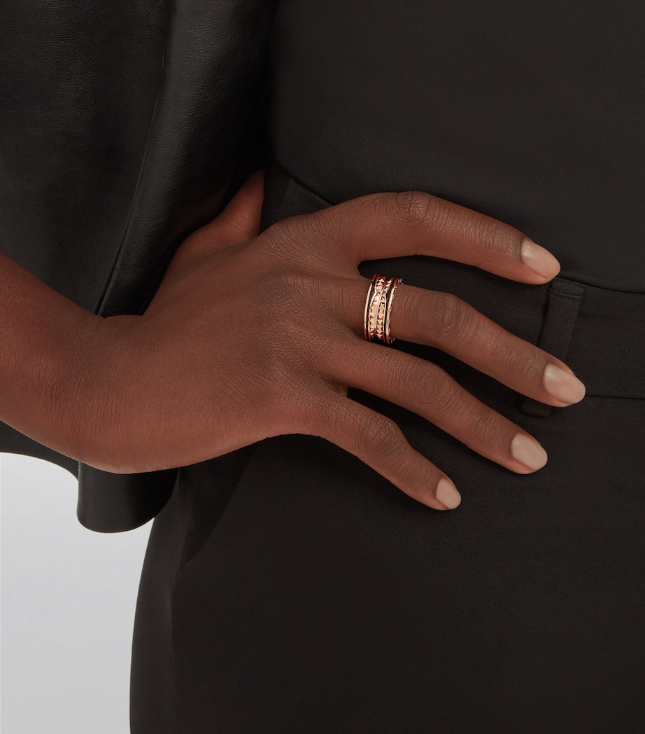 Bvlgari Rose Gold and Black Ceramic B.zero1 Rock Two-Band Ring Pink Gold Image 6