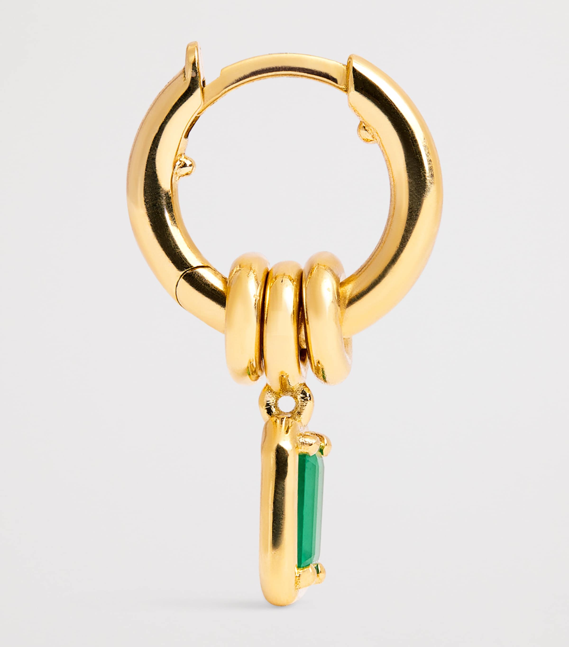 Yellow Gold and Emerald Zahra Hoop Earrings YELLOW GOLD Image 4