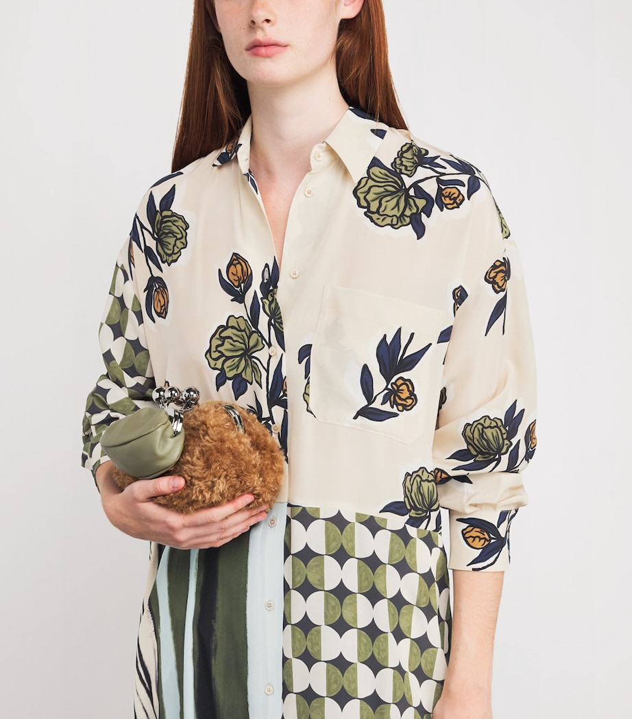 Silk Printed Midi Dress BEIGE Image 7