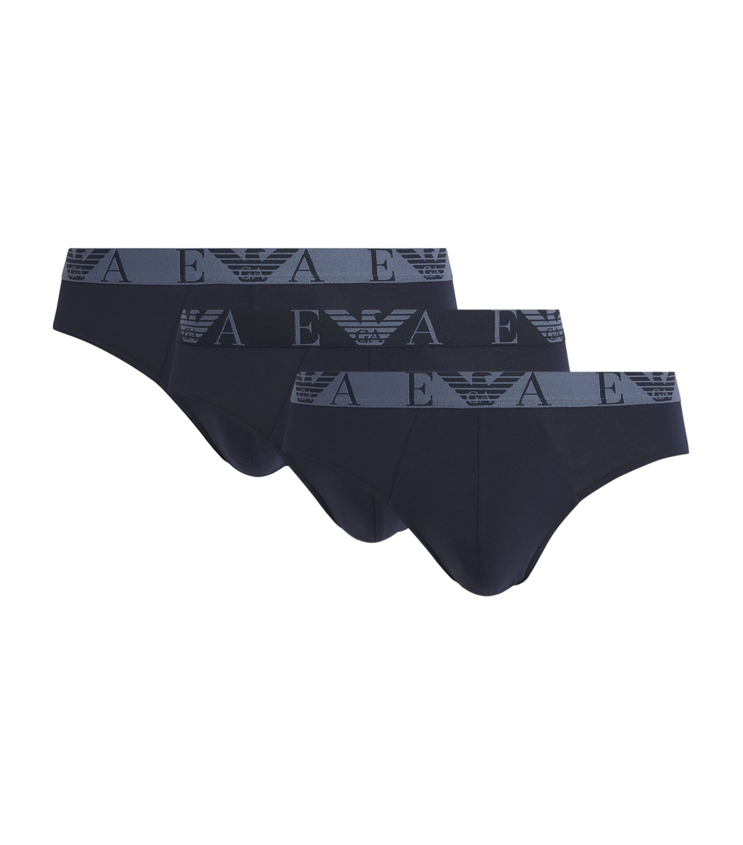 Emporio Armani Stretch-cotton Bold Monogram Logo Briefs In Black