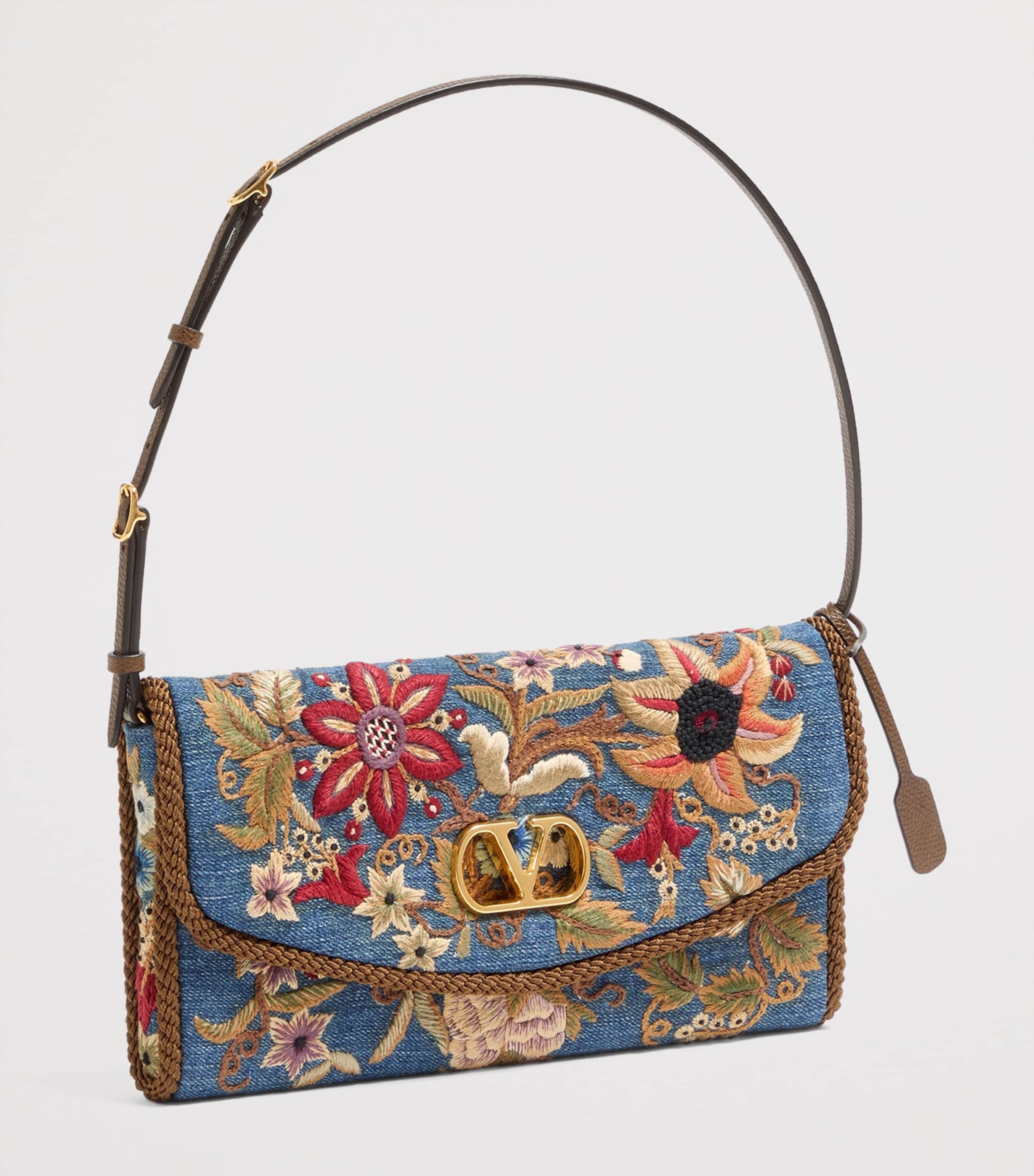 Valentino Garavani Embroidered DeVain Shoulder Bag Aqm Image 3
