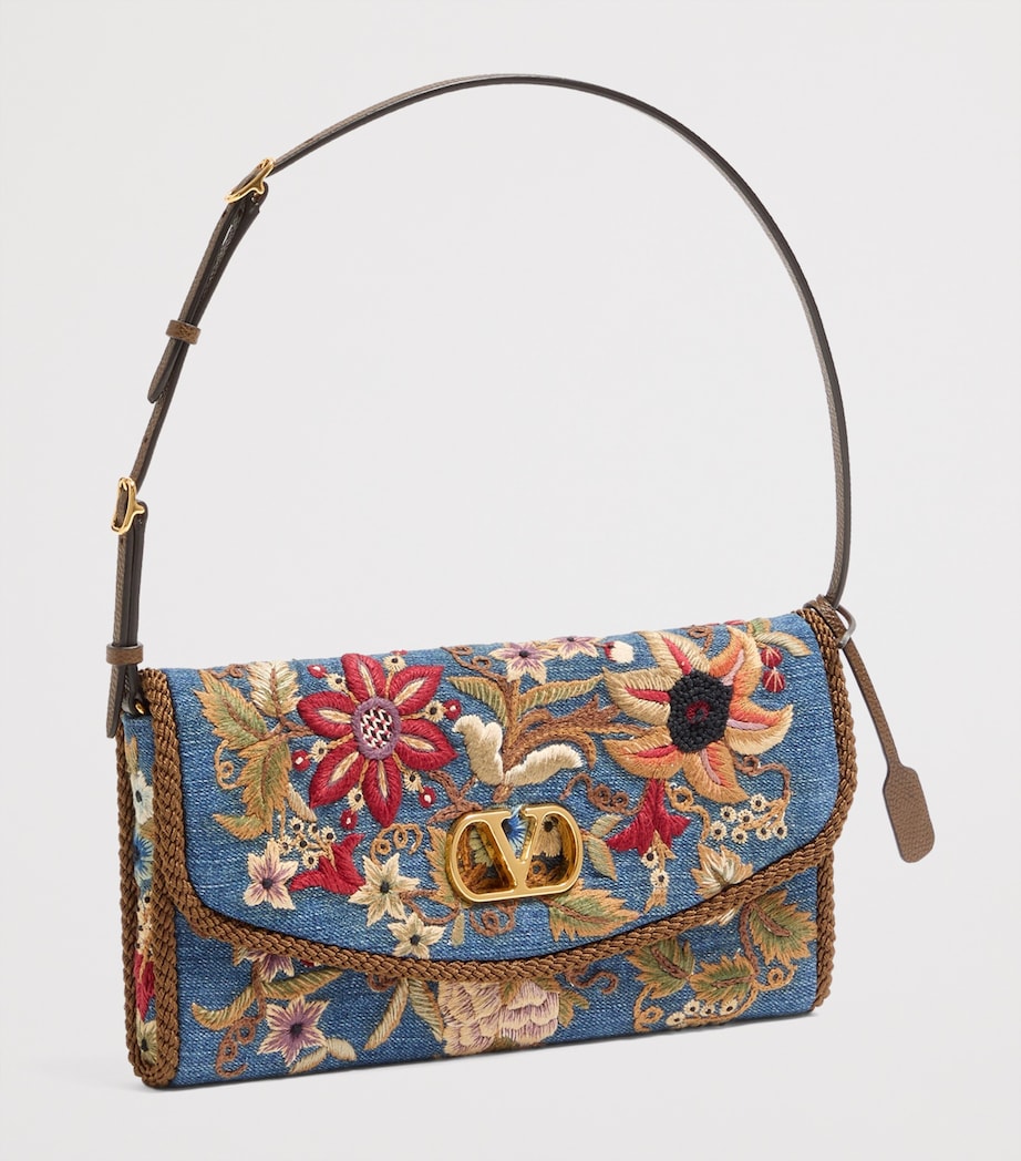 Valentino Garavani Embroidered DeVain Shoulder Bag Aqm Image 3