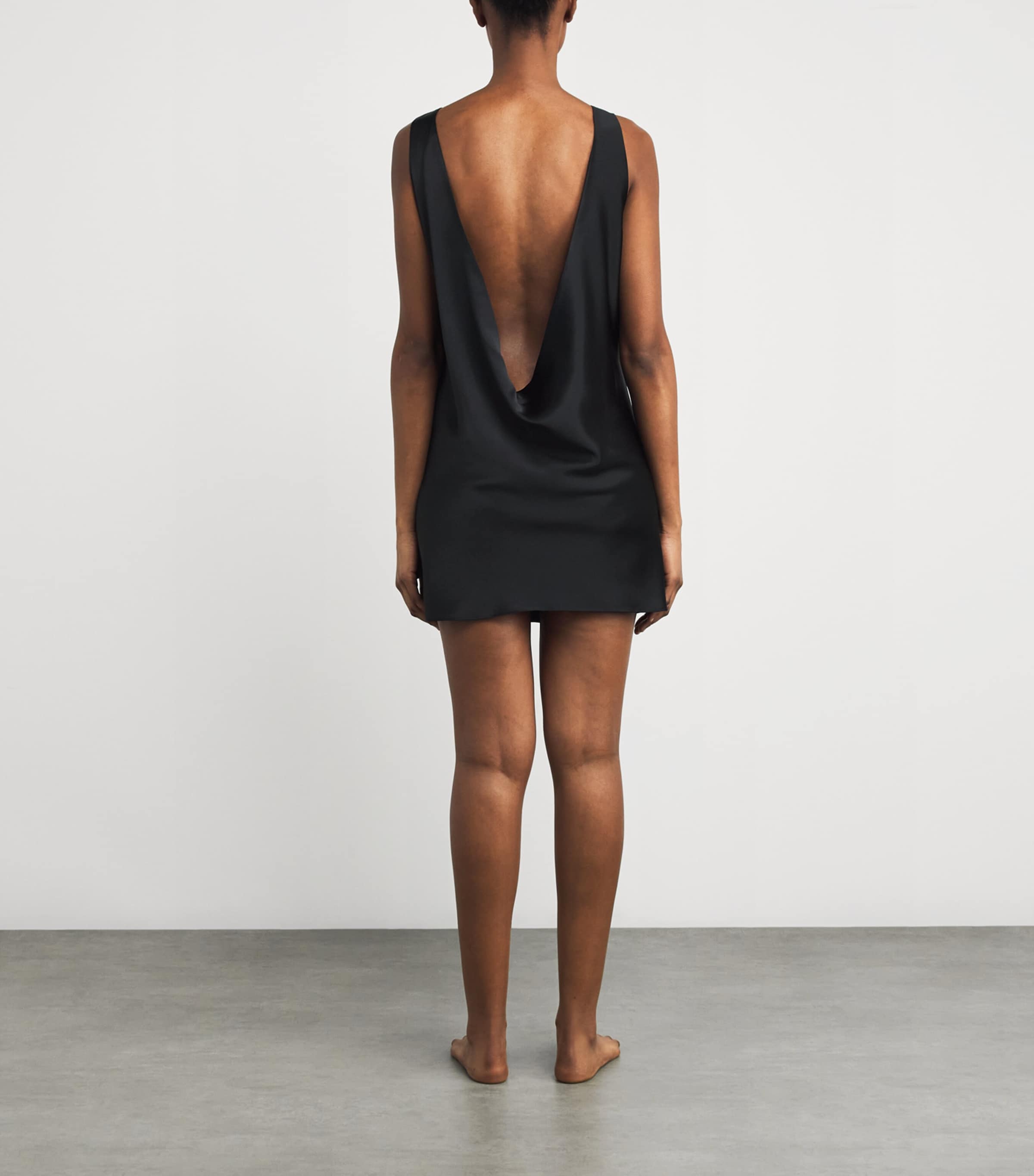 Silk Welcome Back Mini Dress BLACK 001 Image 3