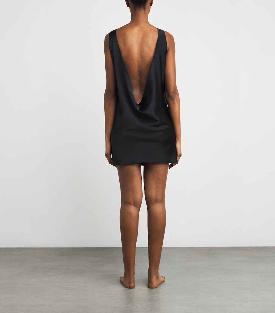 Silk Welcome Back Mini Dress BLACK 001 Image 3