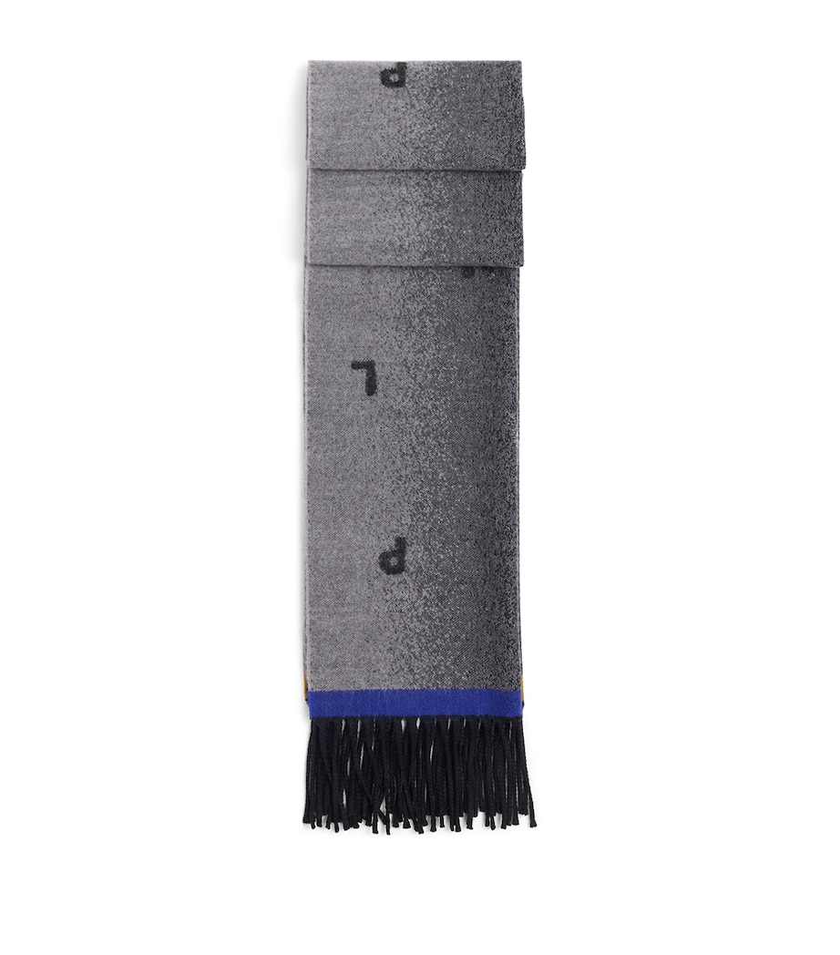 Merino Wool Jacquard Scarf 79_BLACK Image 1